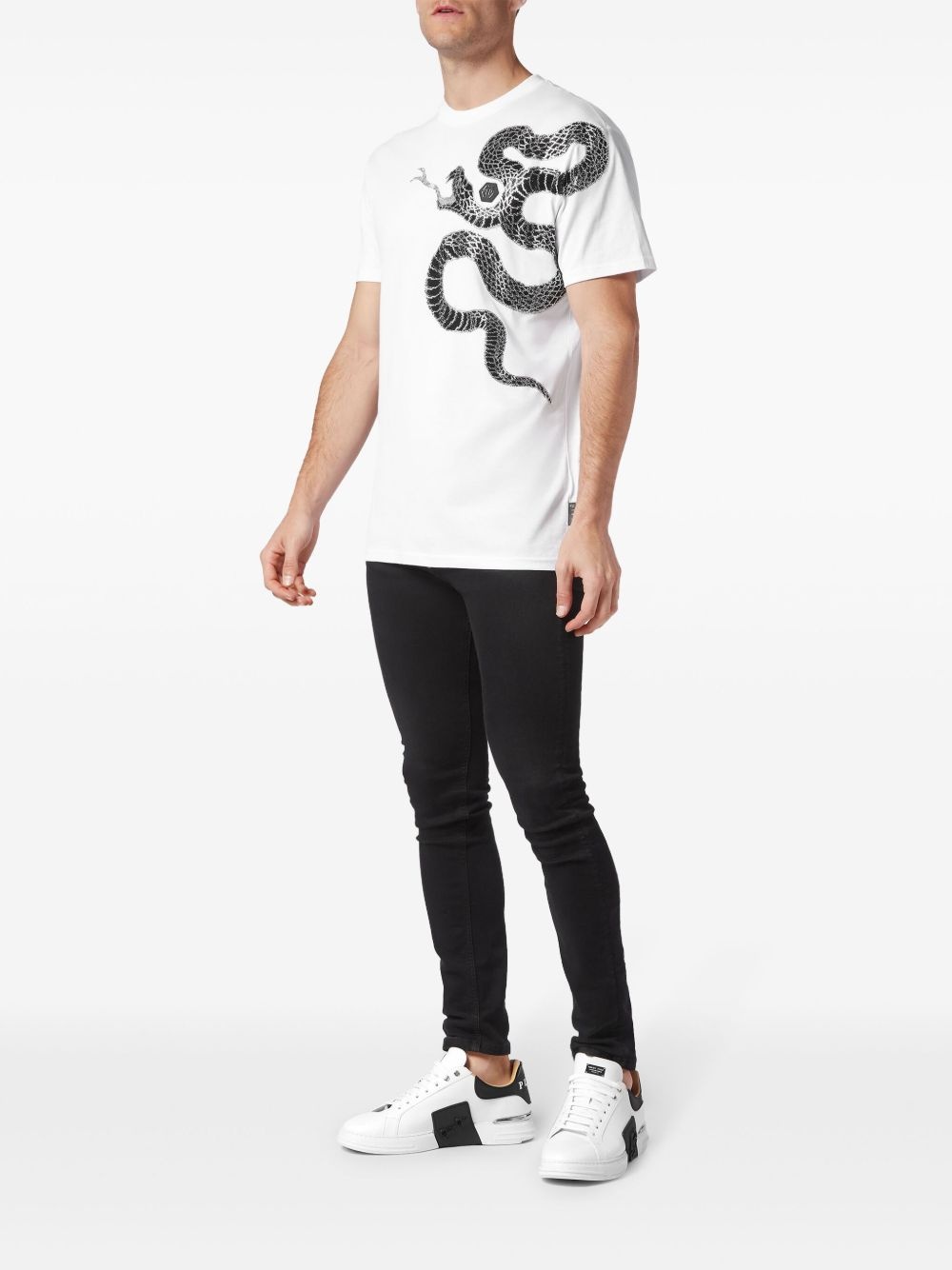 snake-embellished T-shirt - 2