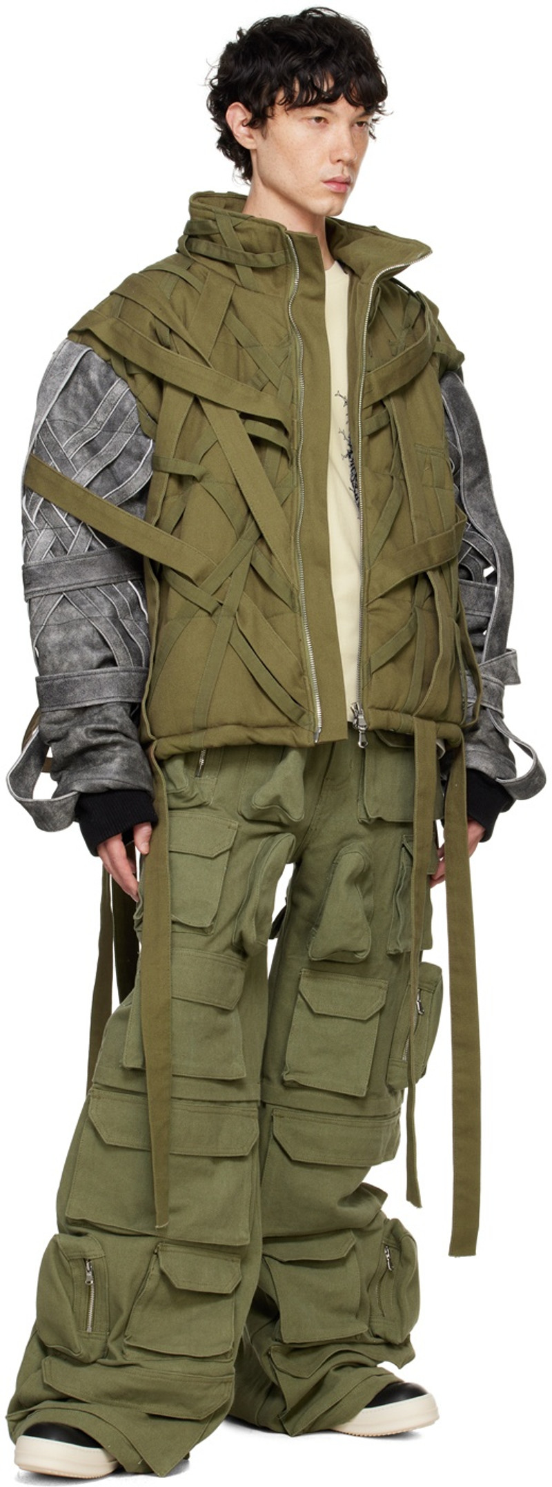 Khaki & Gray Engulfed Bomber Jacket 4