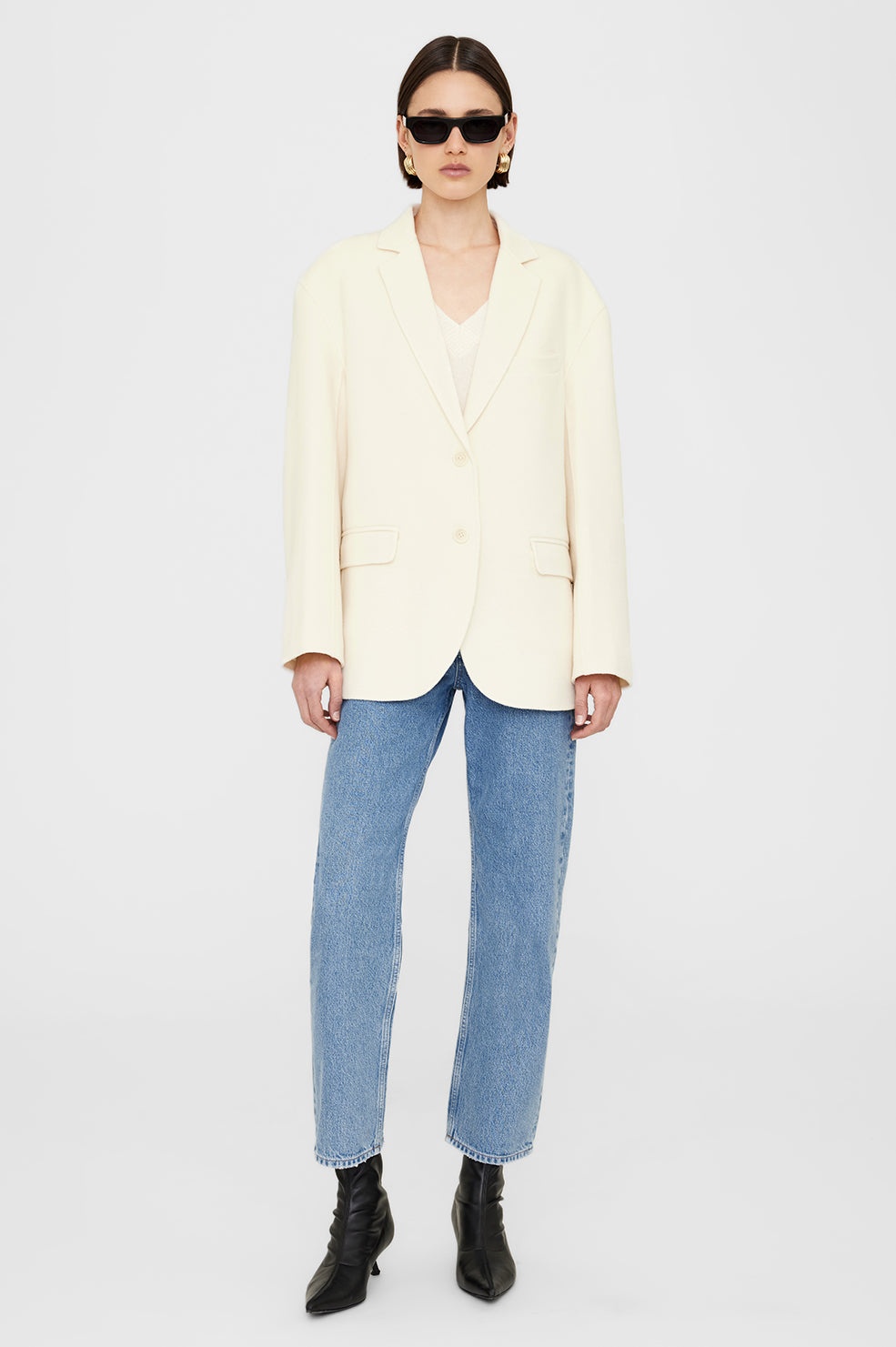 Quinn Blazer - White Cashmere Blend - 5