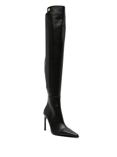 VERSACE JEANS COUTURE pointed-toe faux-leather knee boots outlook