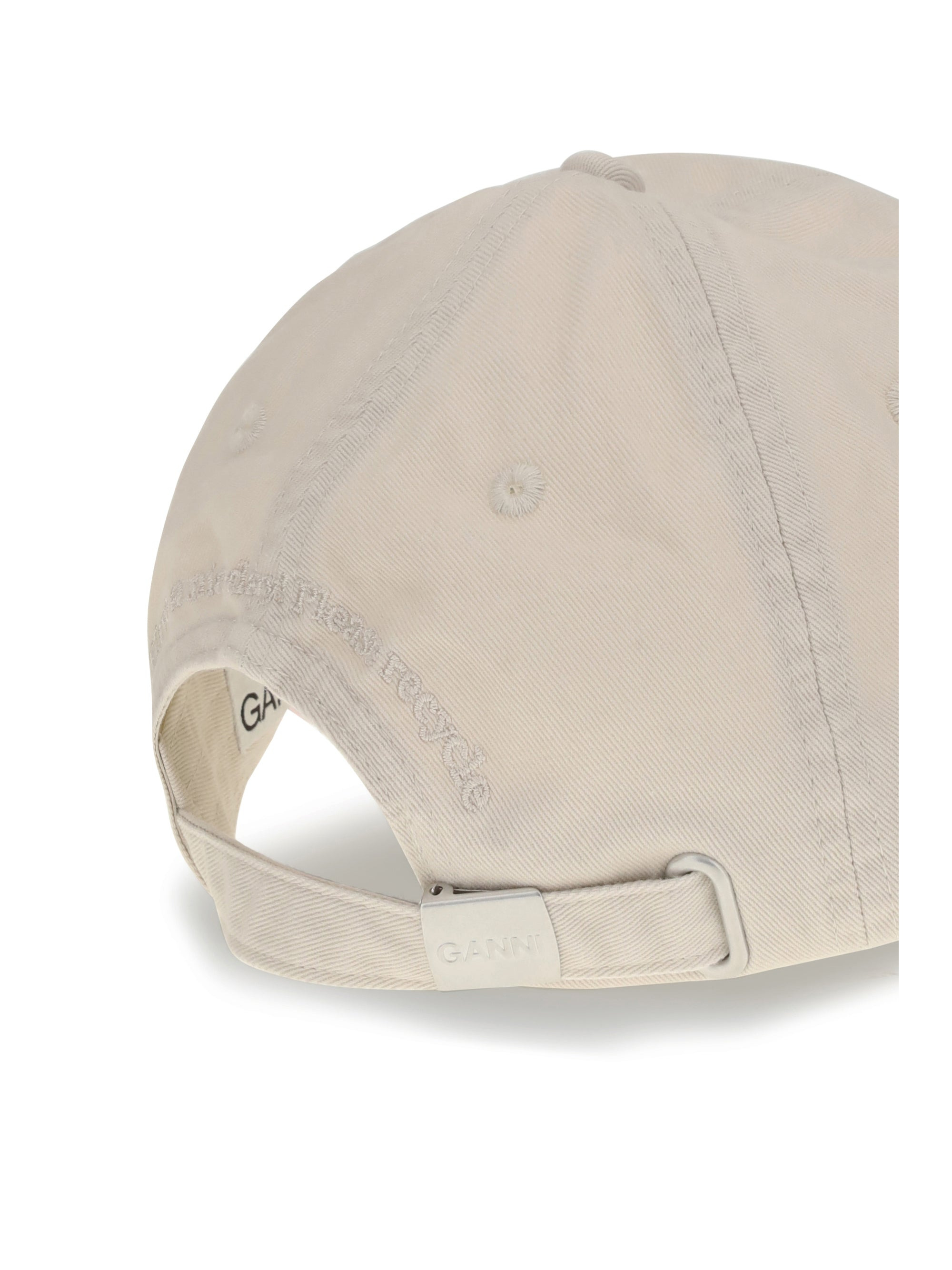 Ganni Women Washed Cotton Canvas Cat Cap - 3