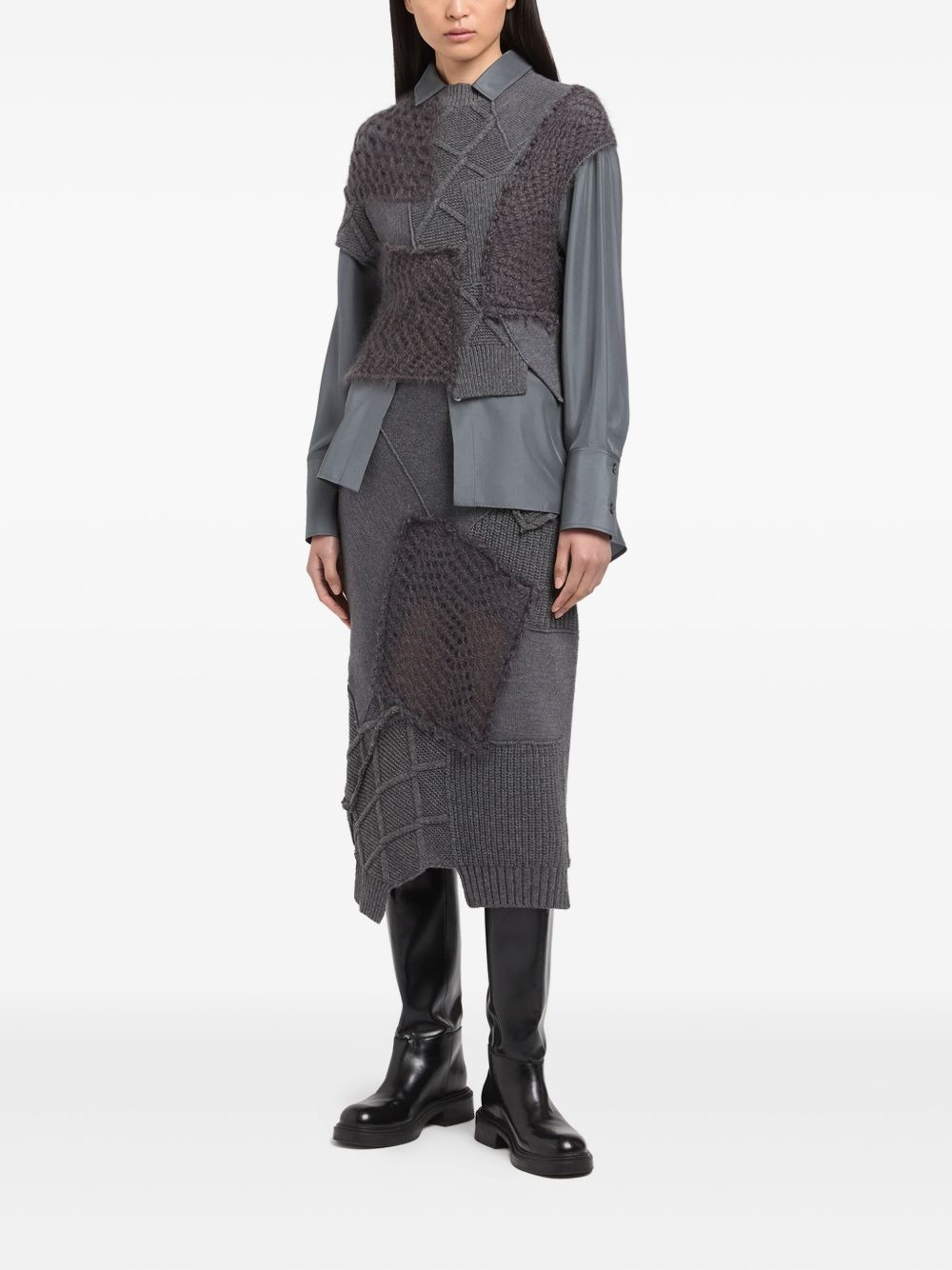 patchwork-design sweater - 2