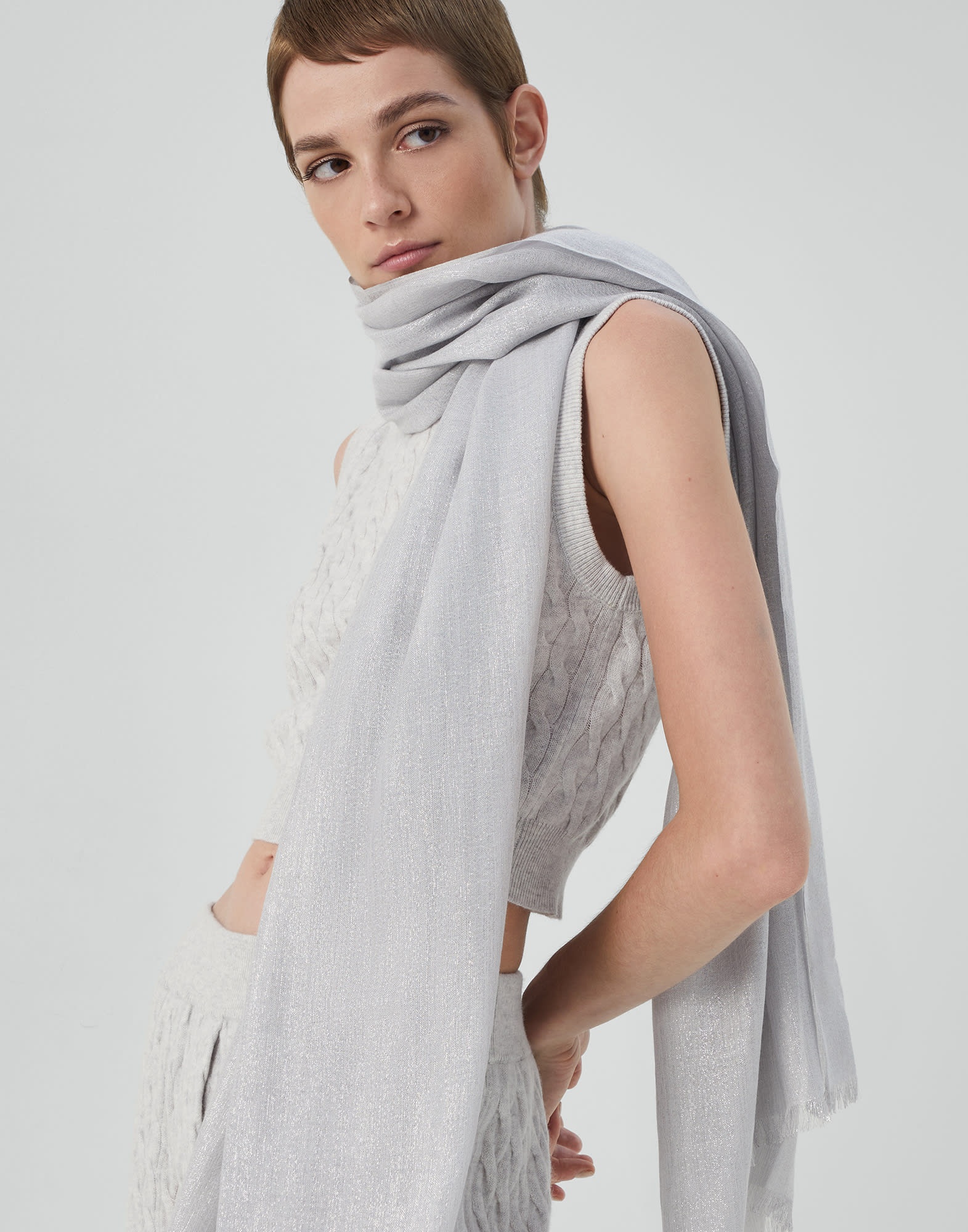 Cashmere and silk sparkling scarf - 4