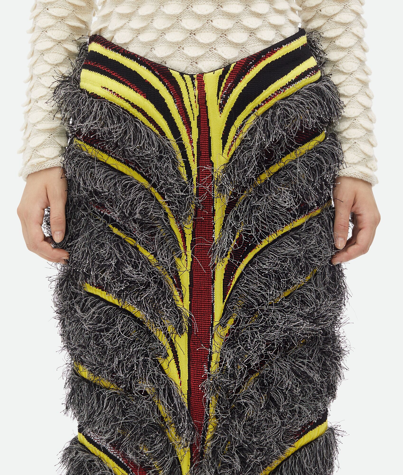 Jacquard Fringed Midi Skirt - 4
