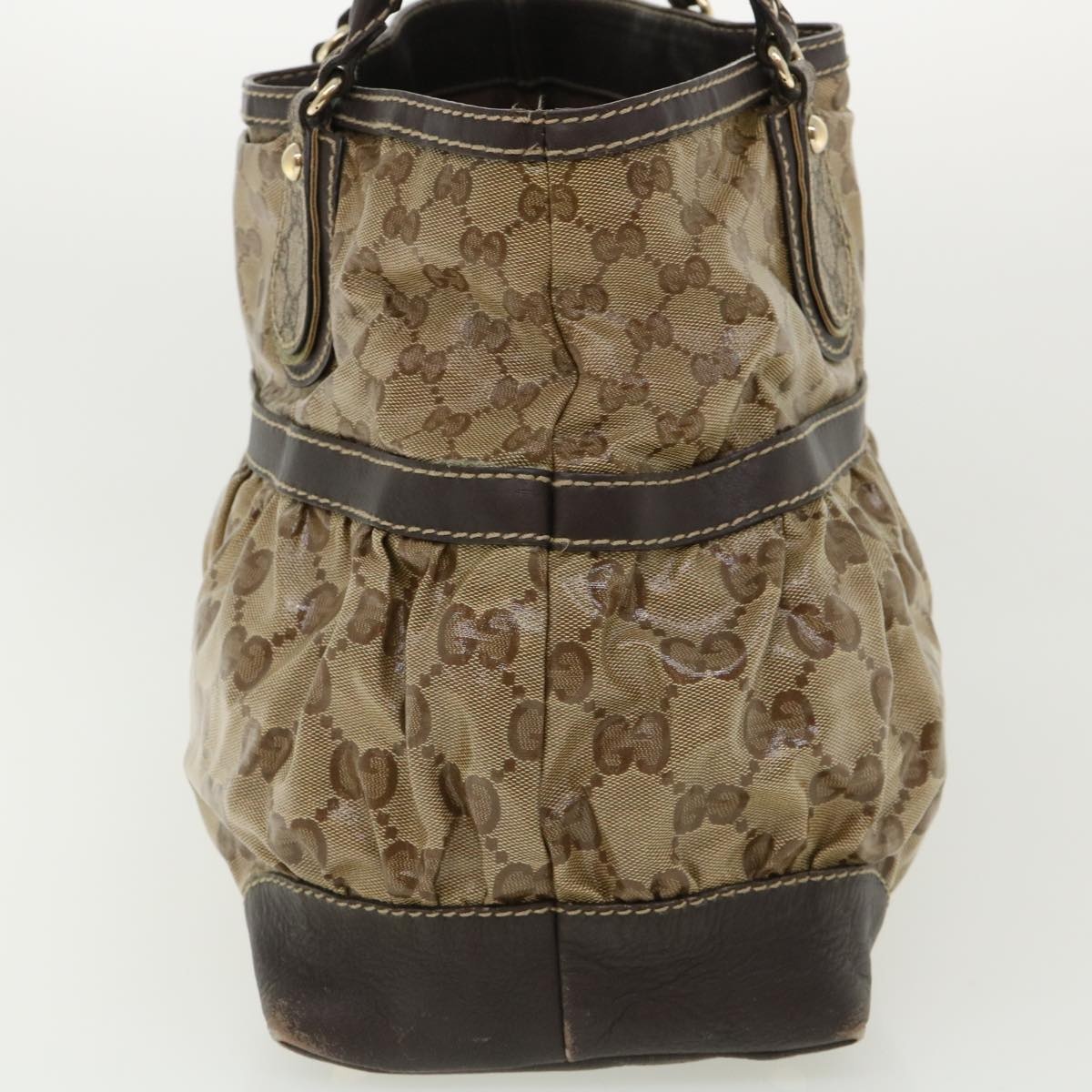 GUCCI GG Canvas Tote Bag Coated Canvas Beige Dark Brown - 4
