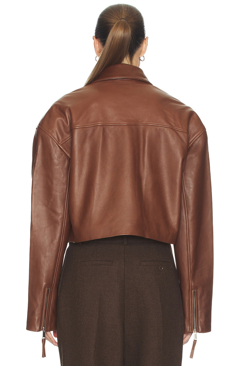 HELSA The Leather Oversized Moto Jacket in Smooth Leather outlook