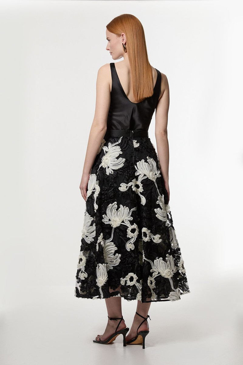 Rosette Mono Textured Woven Prom Skirt 5