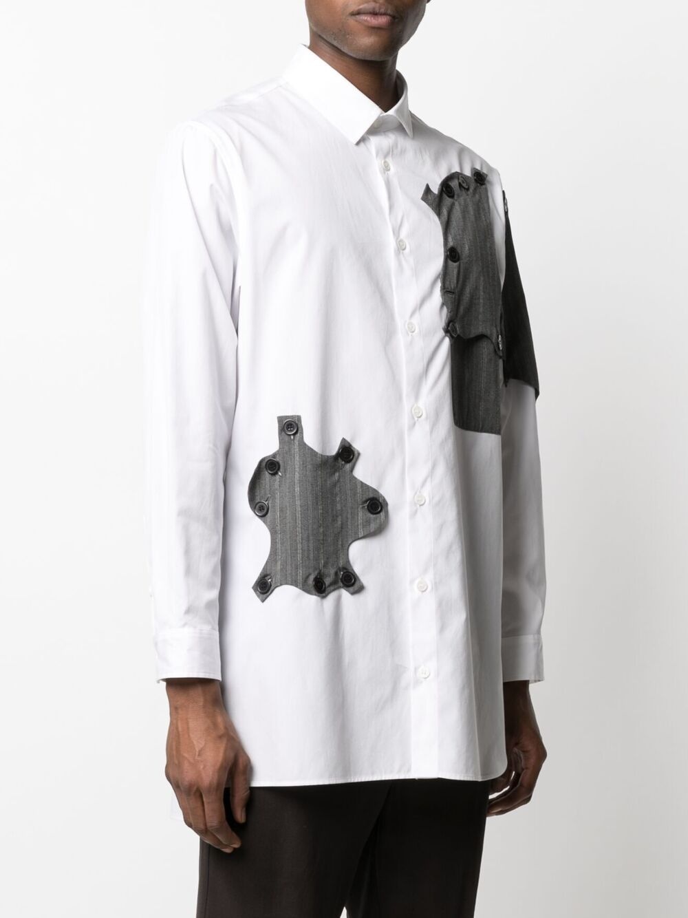 abstract button patch-detail shirt - 3