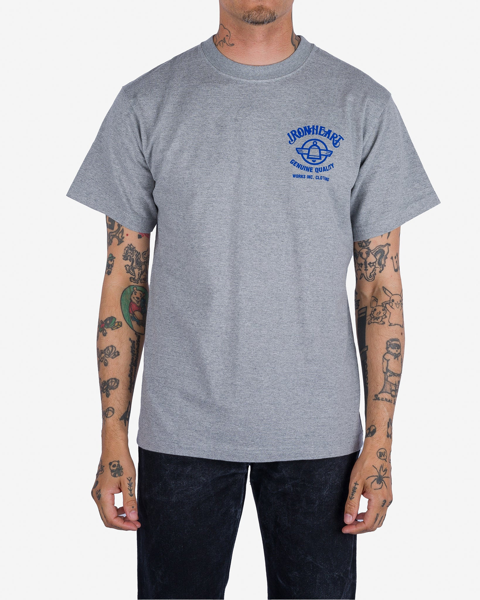 IHT-2403-GRY 7.5oz Printed Loopwheel Crew Neck T-Shirt - Gray - 2