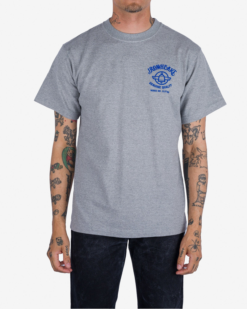 Iron Heart IHT-2403-GRY 7.5oz Printed Loopwheel Crew Neck T-Shirt - Gray outlook