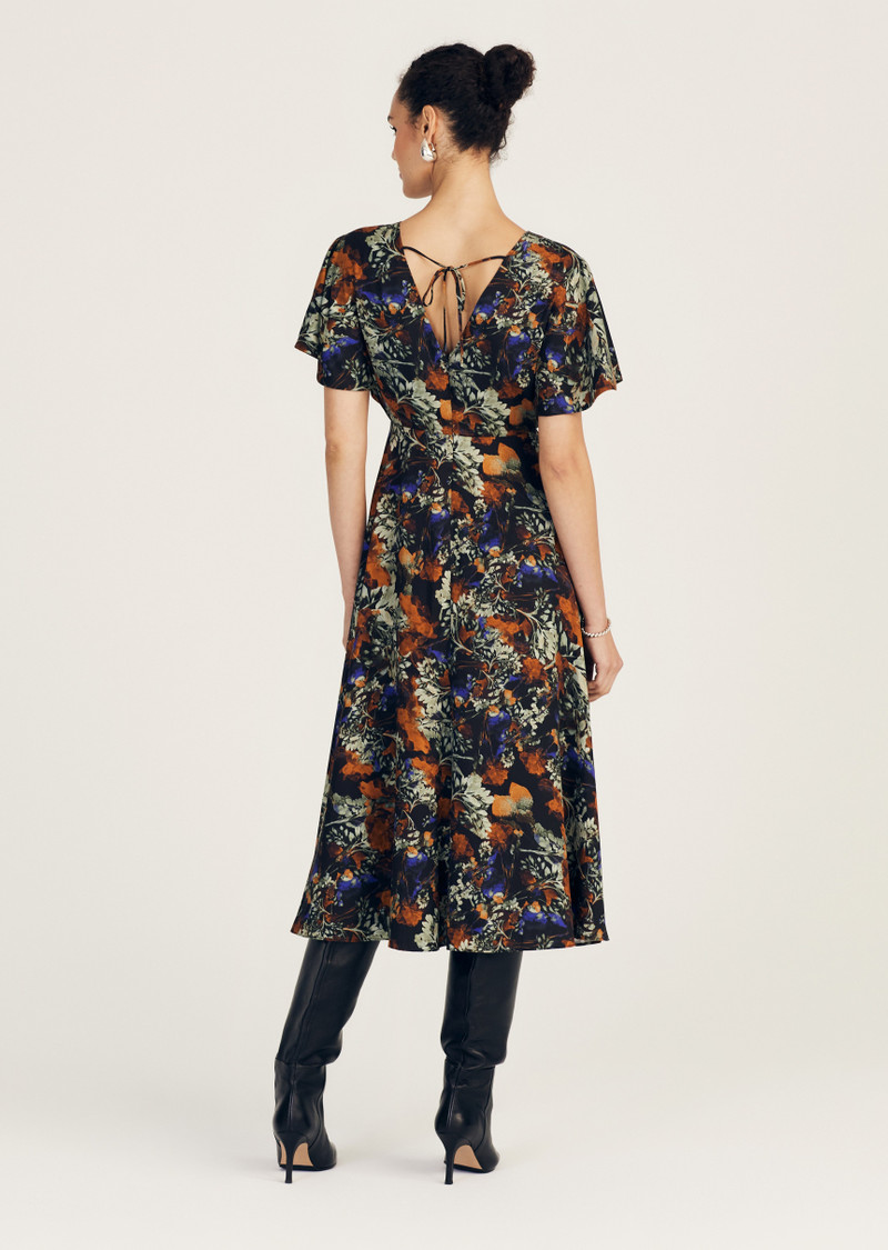 DEREK LAM 10 CROSBY CECILE FLUTTER SLEEVE MIDI DRESS outlook