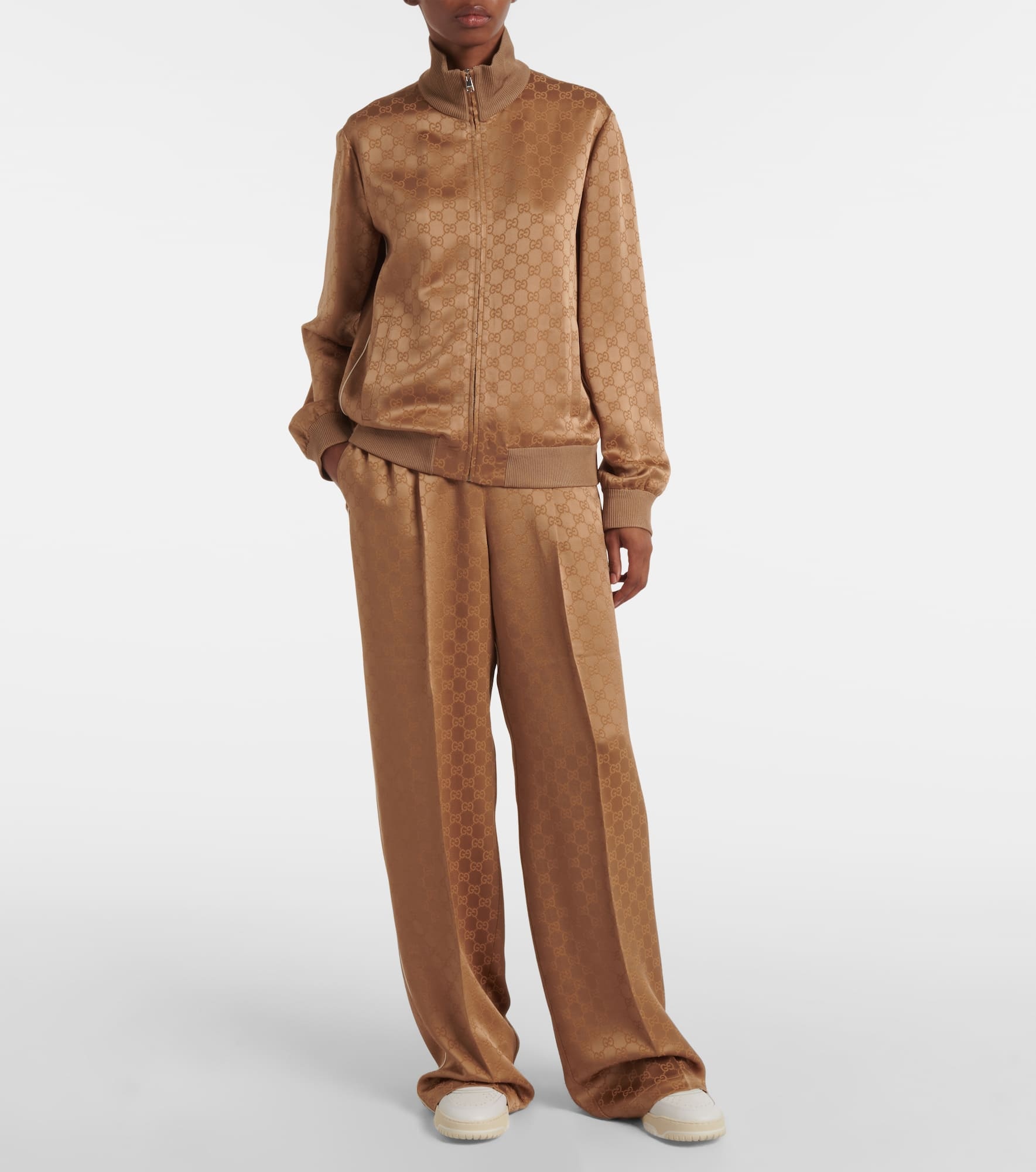 GG jacquard satin wide-leg pants - 2