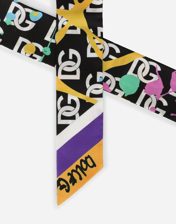 Twill headscarf with dripping print and DG logo - 2