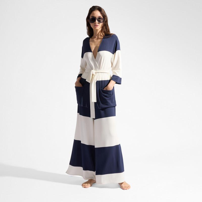 Women Viscose Jersey Striped Beachjama Top 1