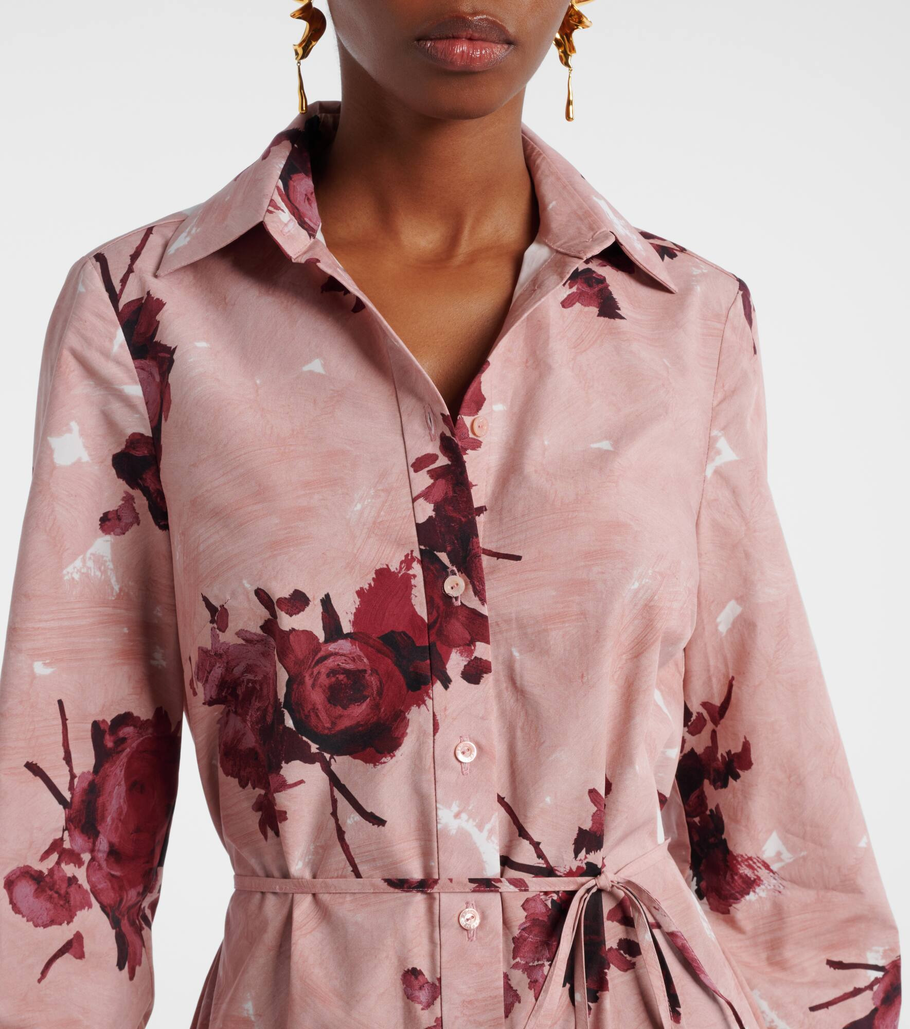 Floral cotton poplin shirt dress - 4
