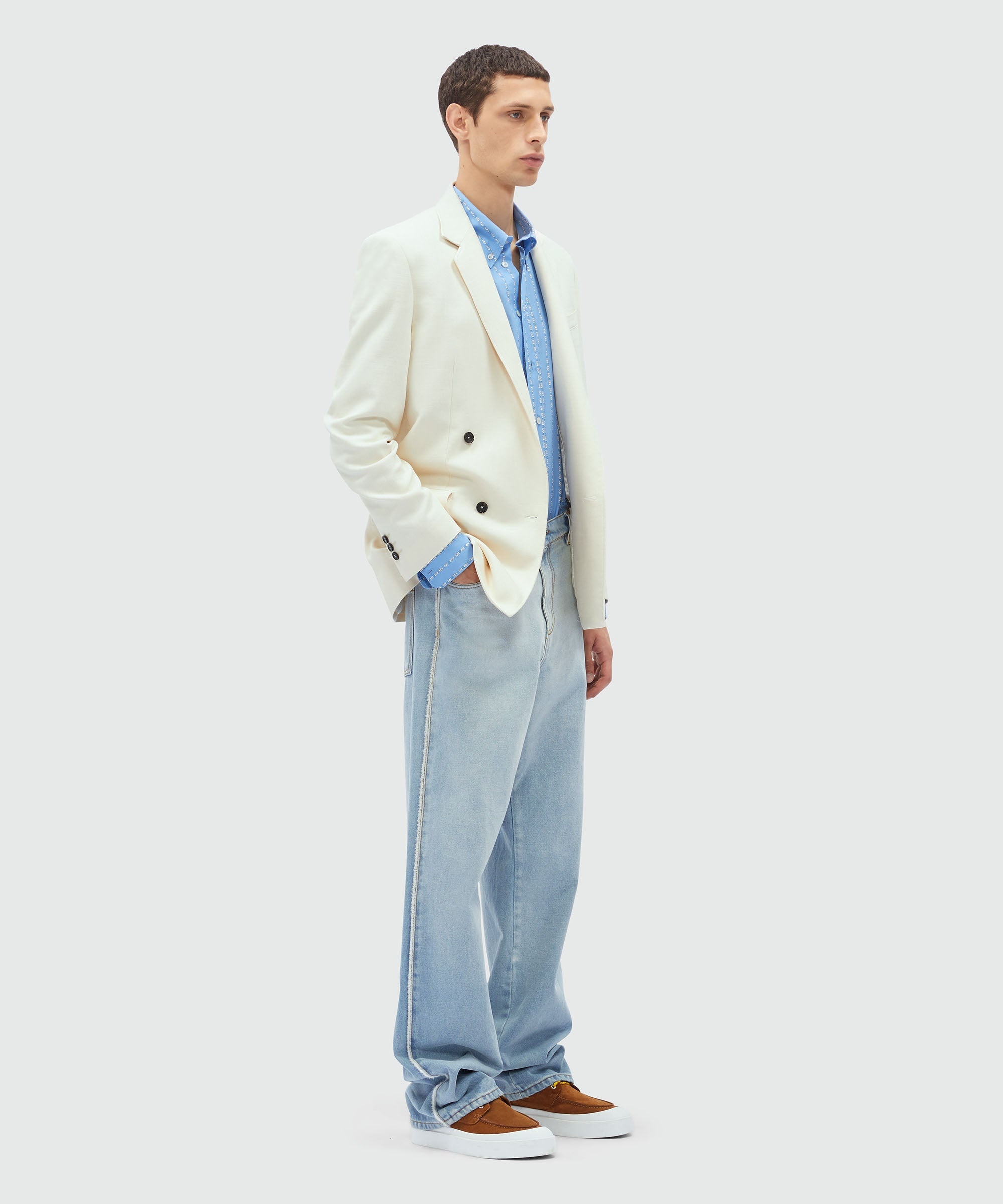 Shirt in light blue poplin and "TheMwave" striped pattern - 4