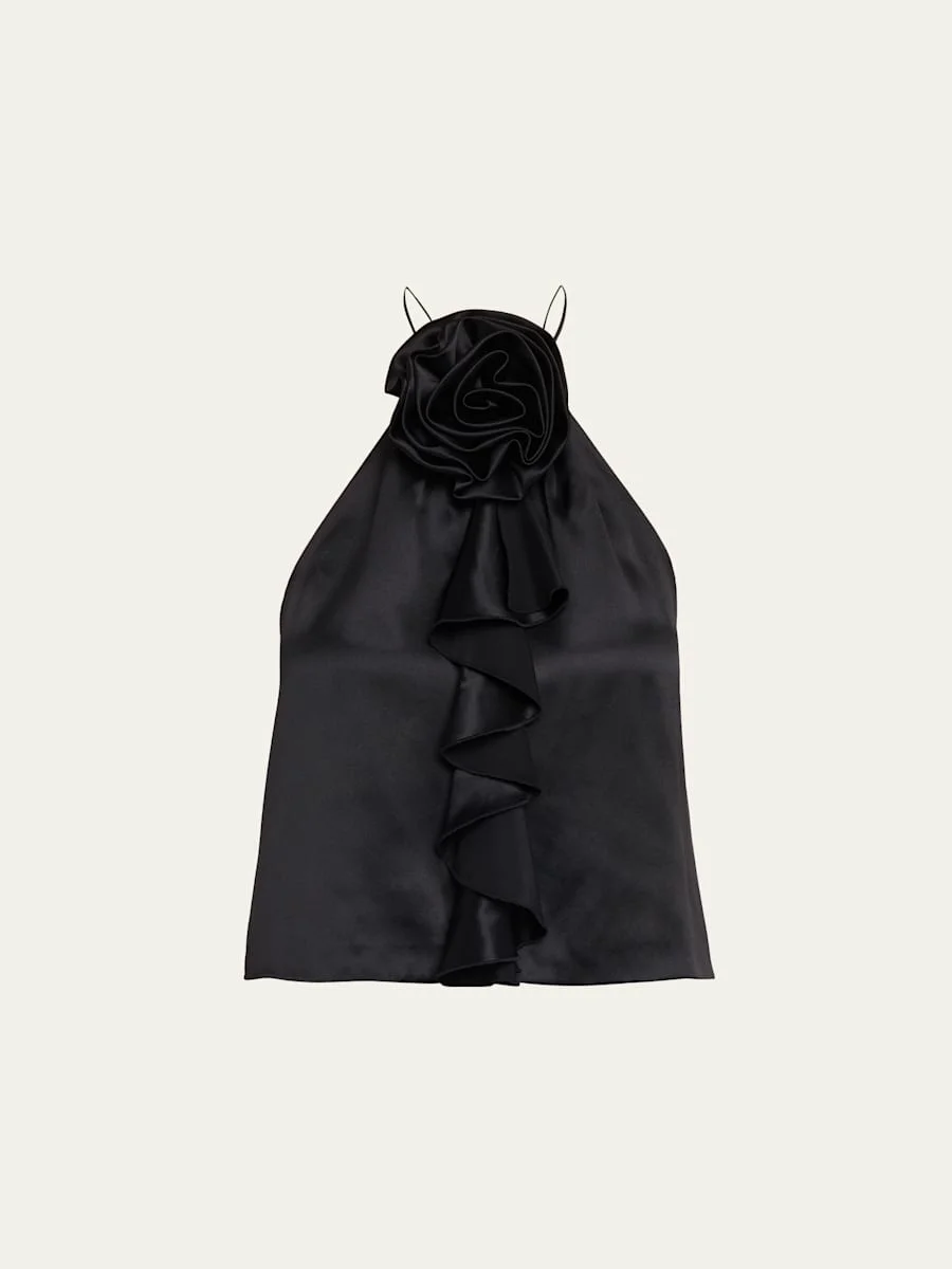 Hallie Silk Rose Ruffle Top - 1
