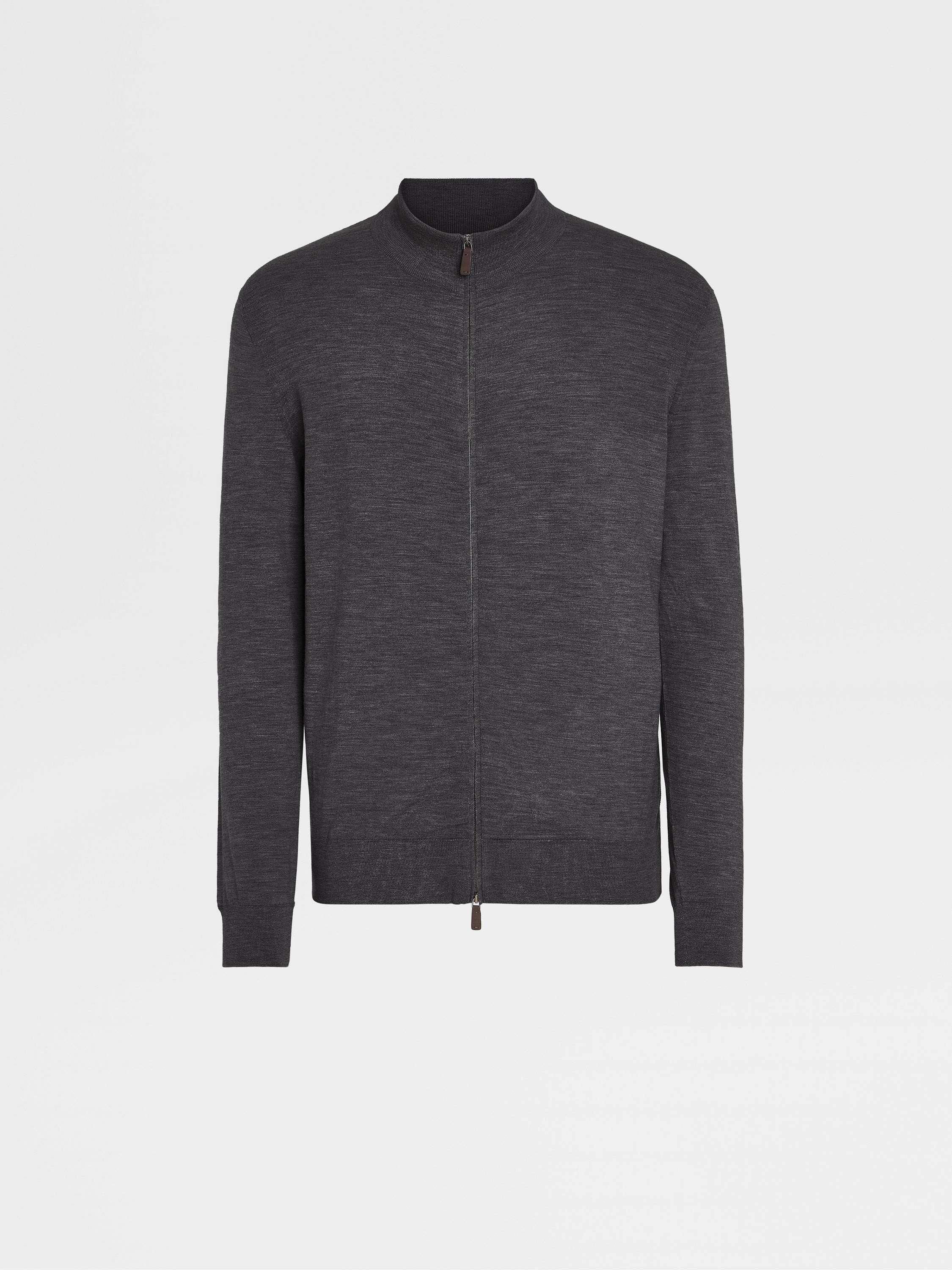 DARK GREY 12MILMIL12 WOOL FULL ZIP SWEATSHIRT - 1