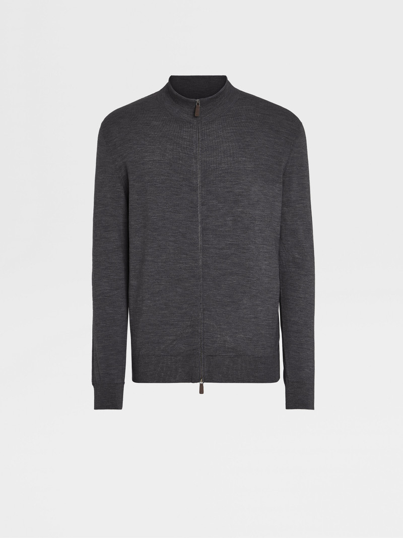 DARK GREY 12MILMIL12 WOOL FULL ZIP SWEATSHIRT 1