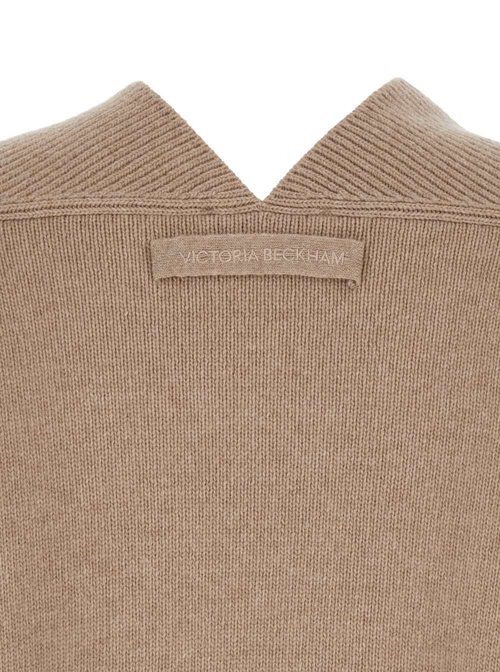 Victoria Beckham Women Beige Knit Sweater With V Neck On Front And Rear In Cashmere And Wool Woman - 4