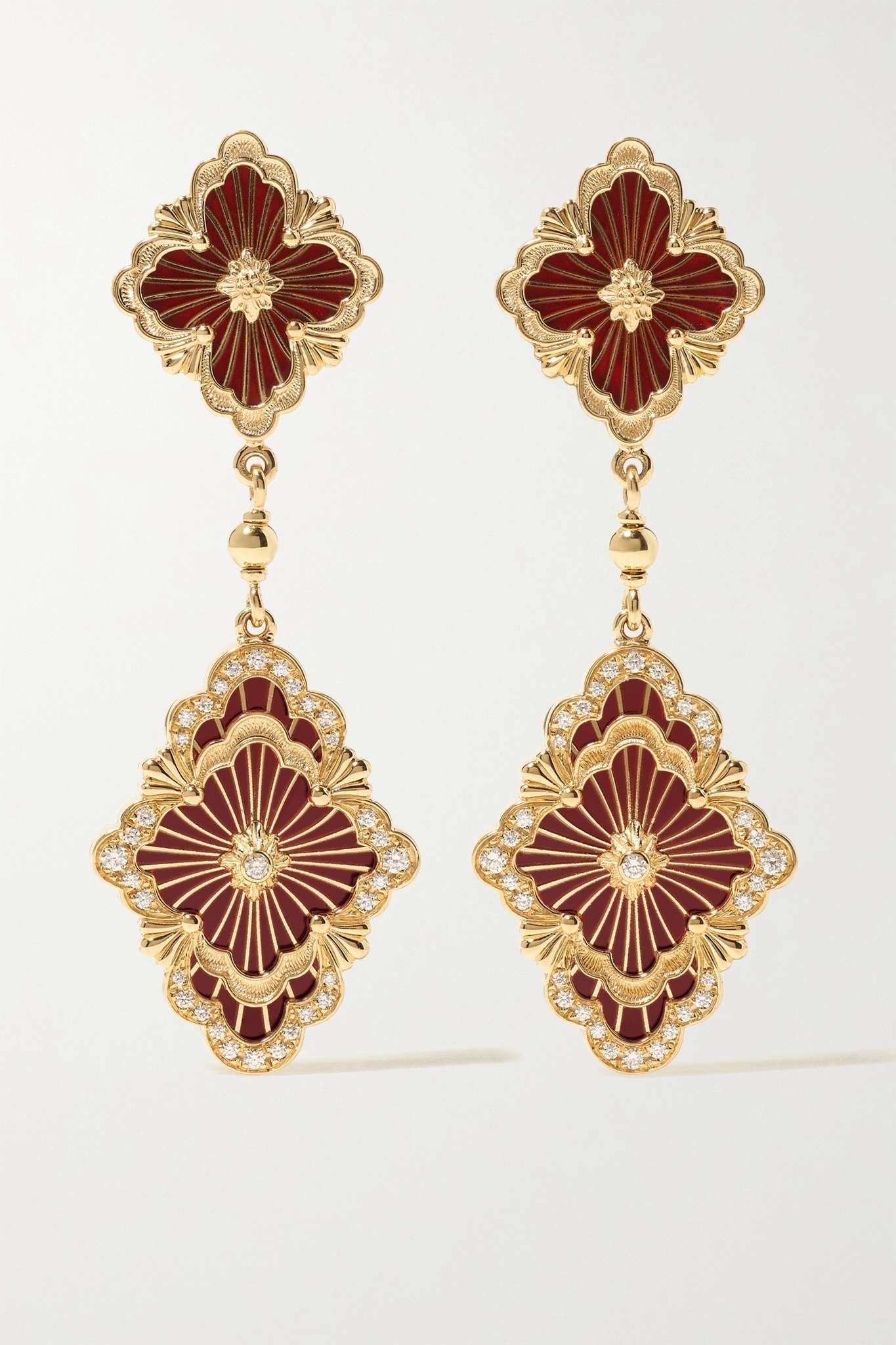 Opera Tulle 18-karat gold, enamel and diamond earrings - 1