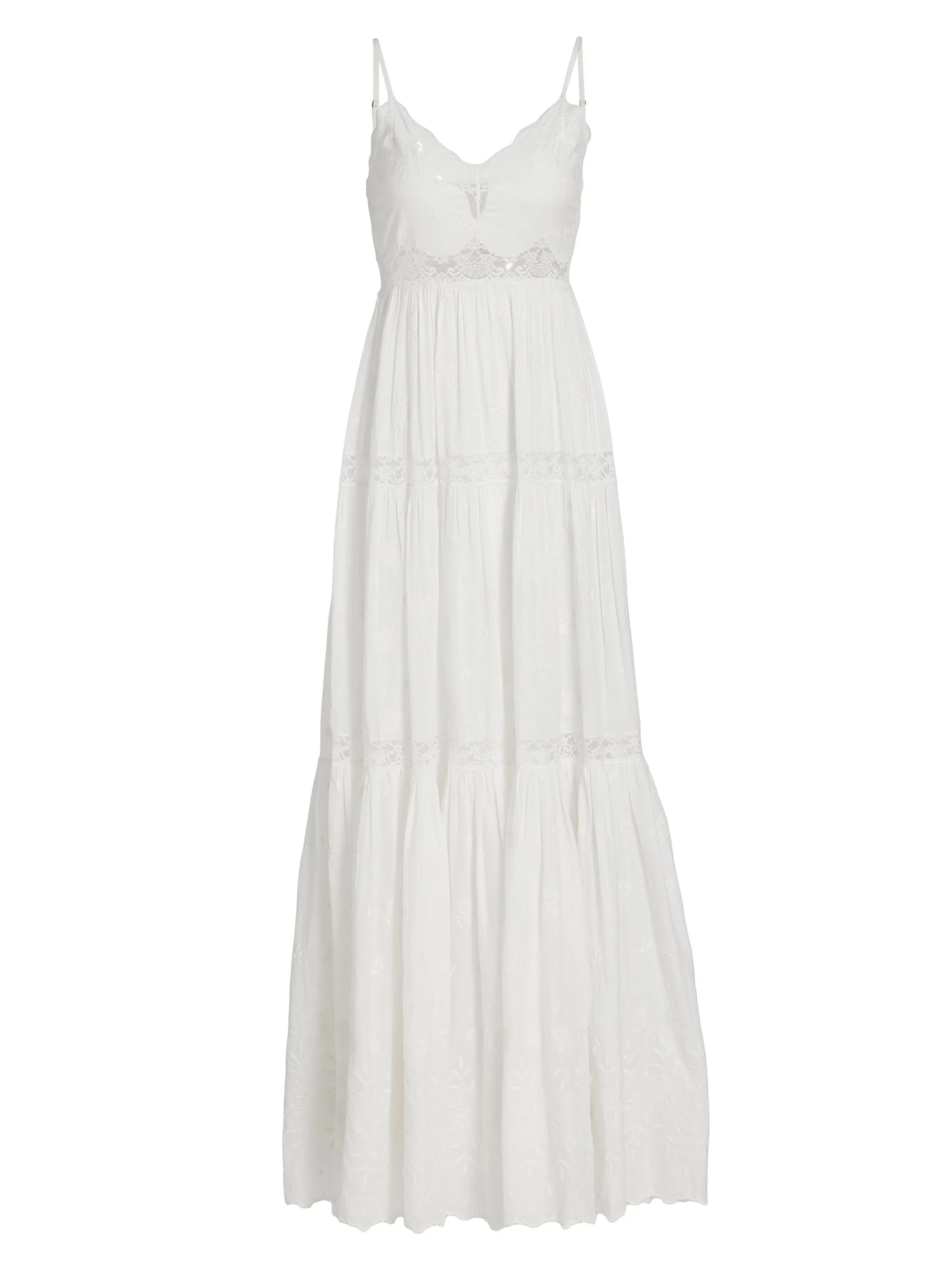 Women's Espa Lace-Trim Cotton Maxi Dress - Optic White - 1