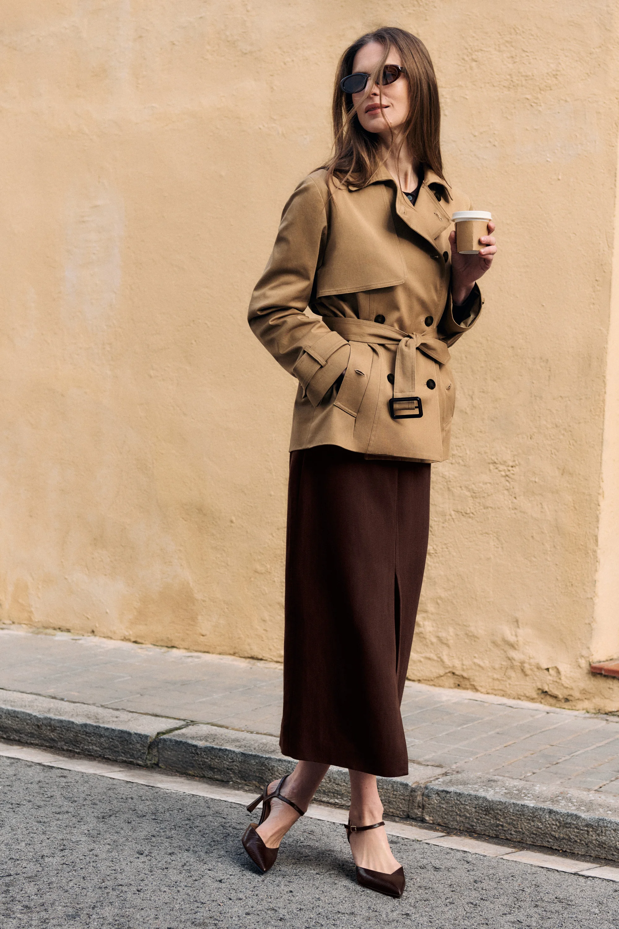 Aretina Cotton Cropped Trench - 1