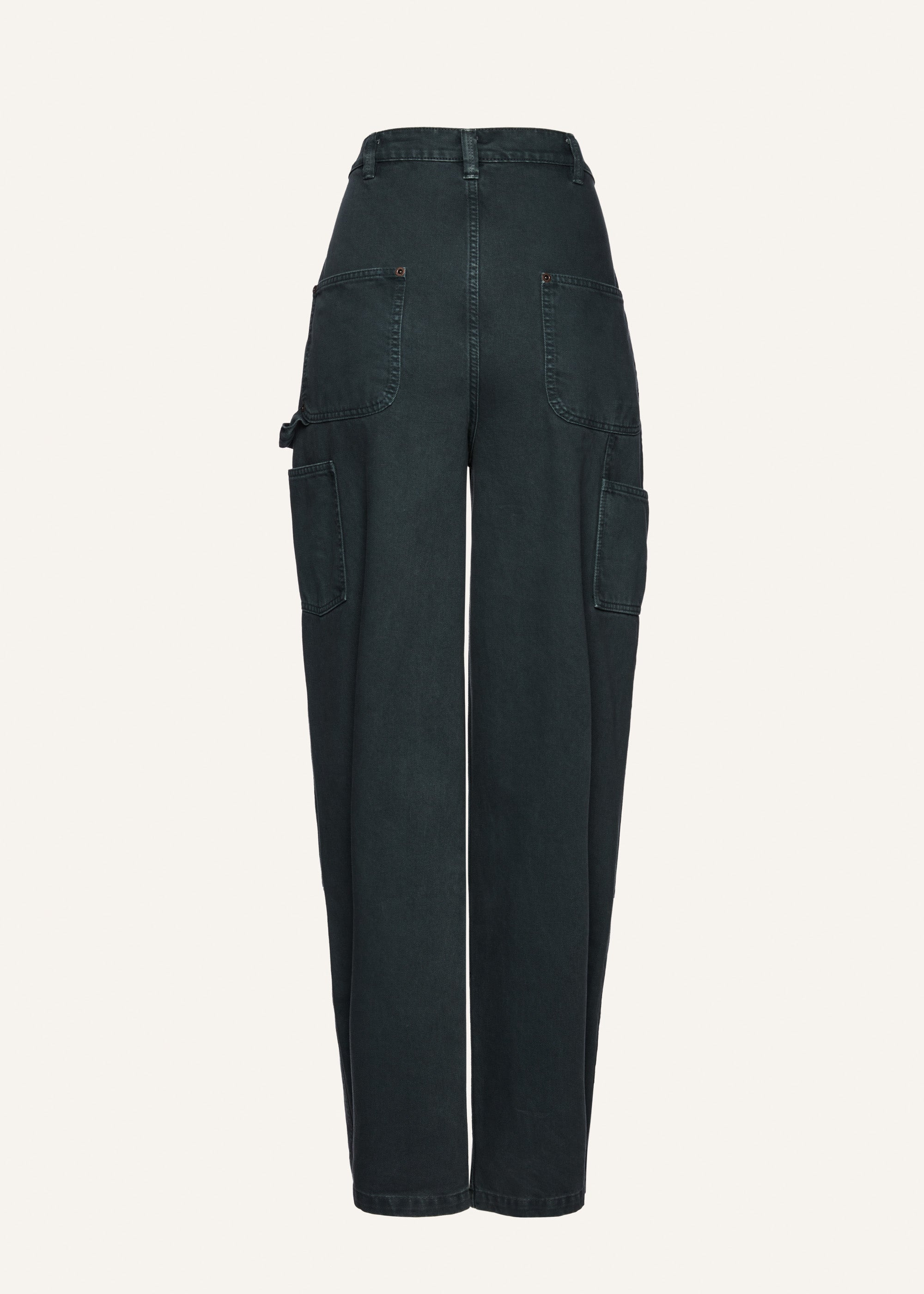 Loose leg industrial denim in green - 2