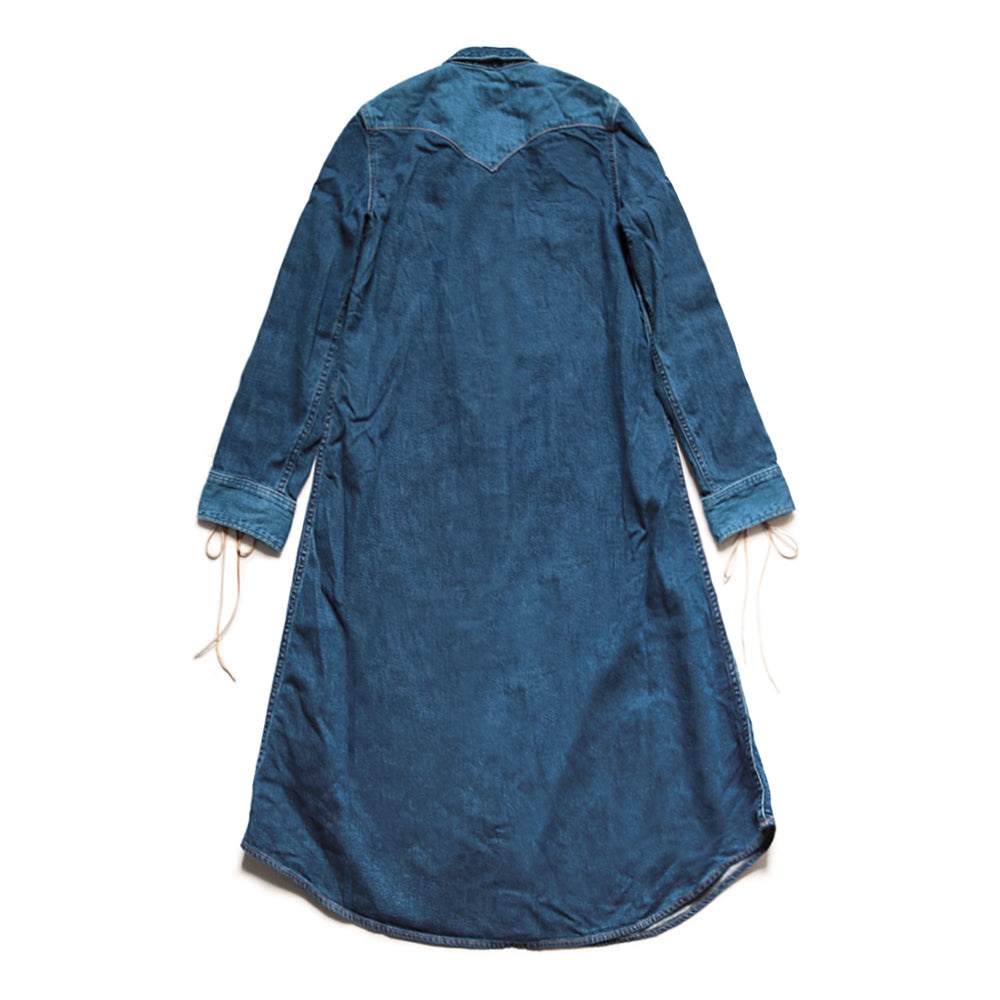 8oz DENIM LACE-UP WESTERN DRESS - INDIGO - 8