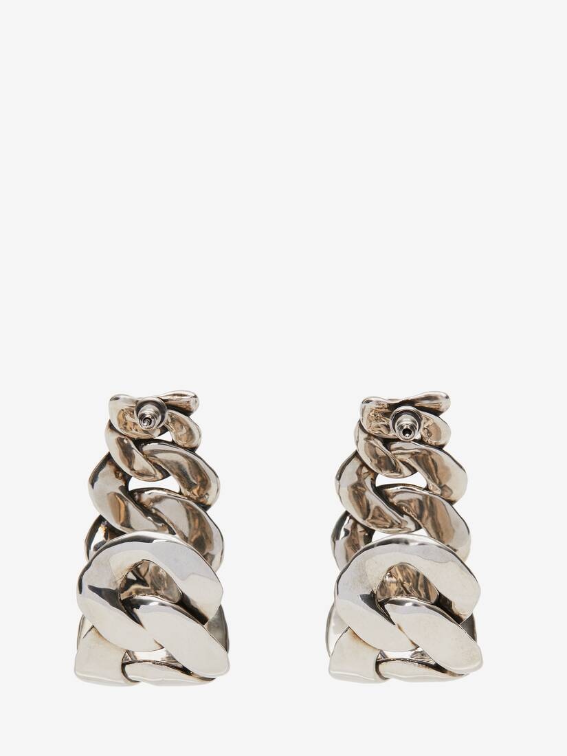 Women's Chain Earrings in Antique Silver - 3