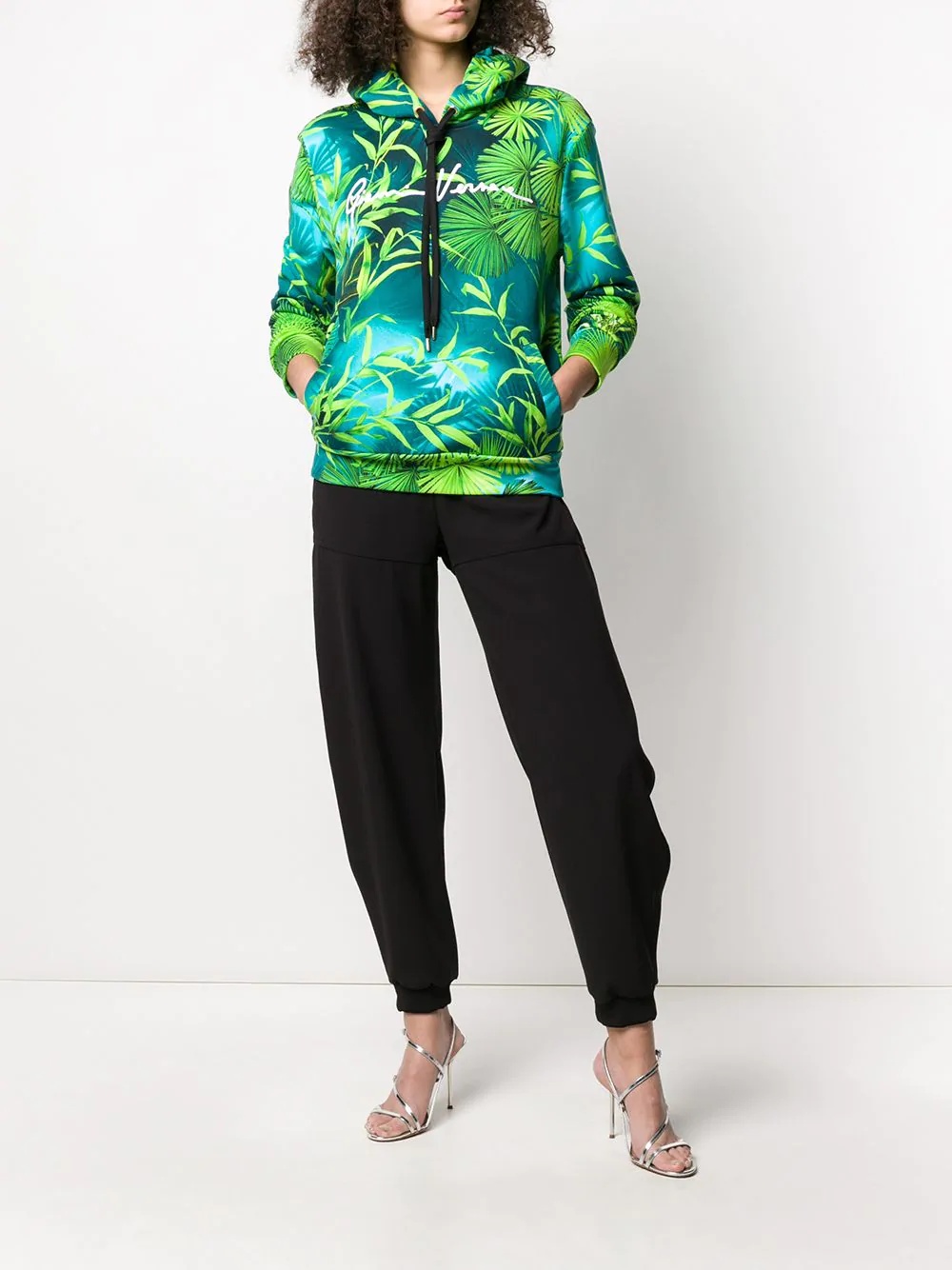 leaf print hoodie - 2