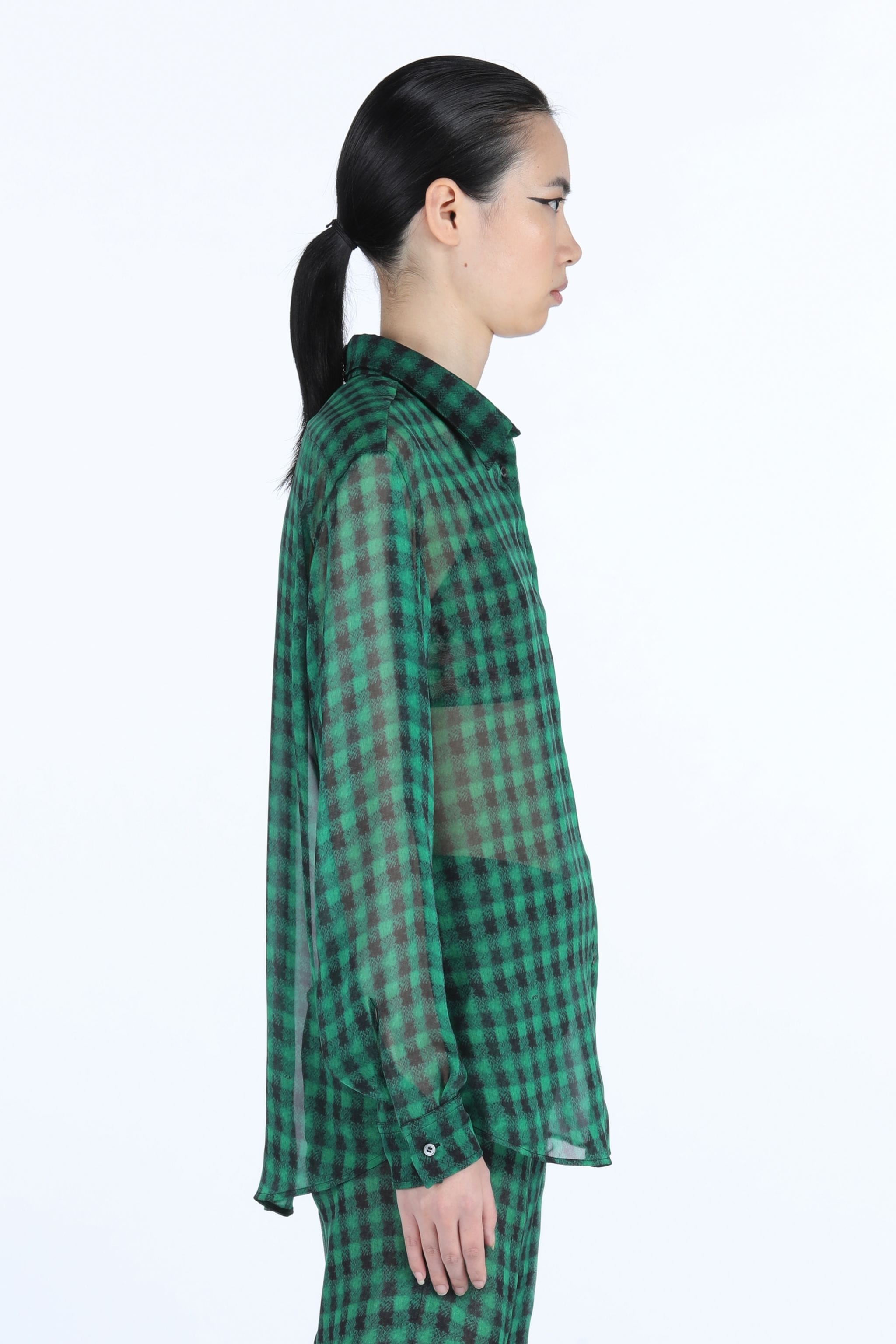 LOGO-EMBROIDERED CHECKED SILK SHIRT - 3
