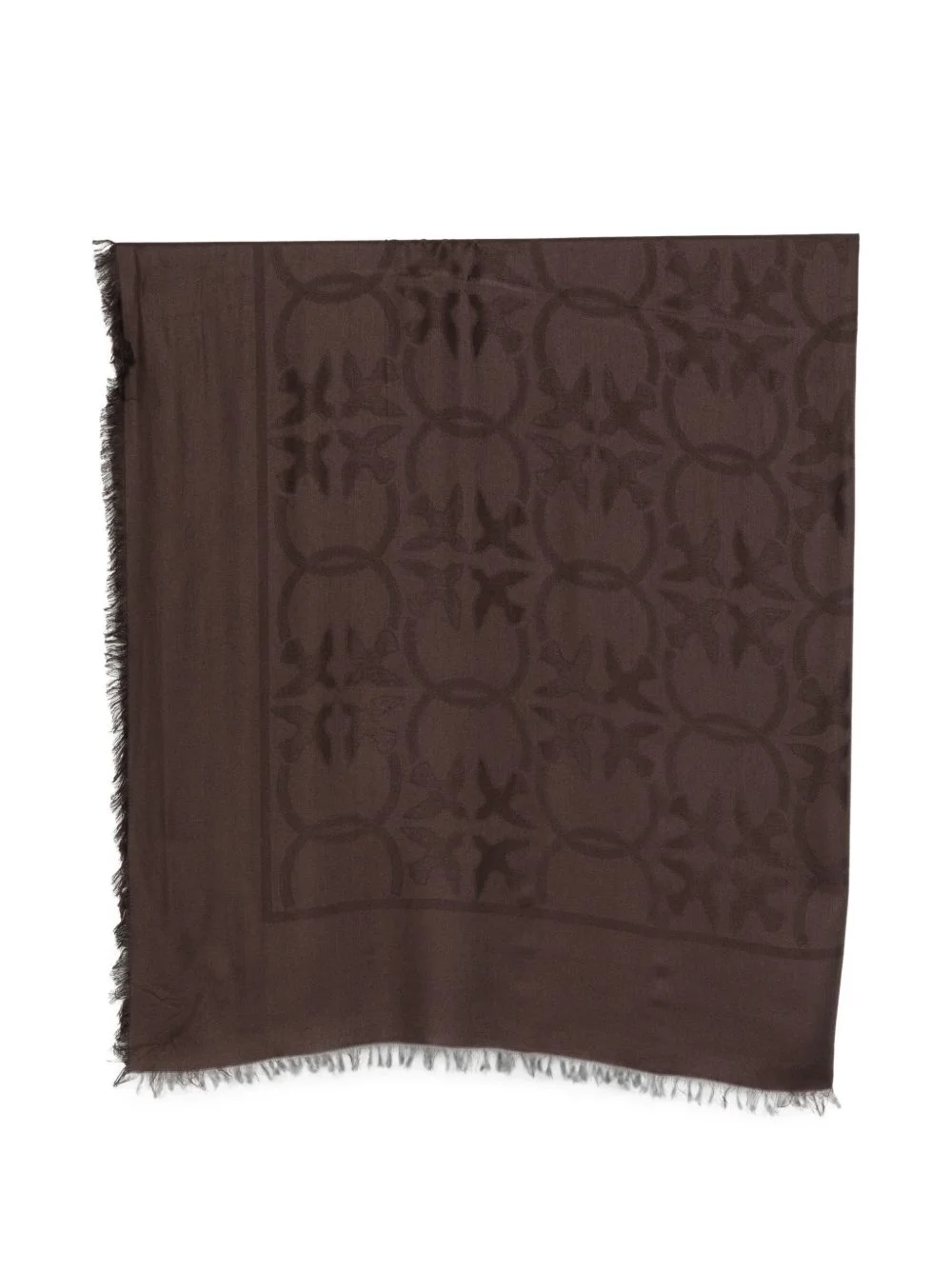 monogram-pattern frayed scarf - 1