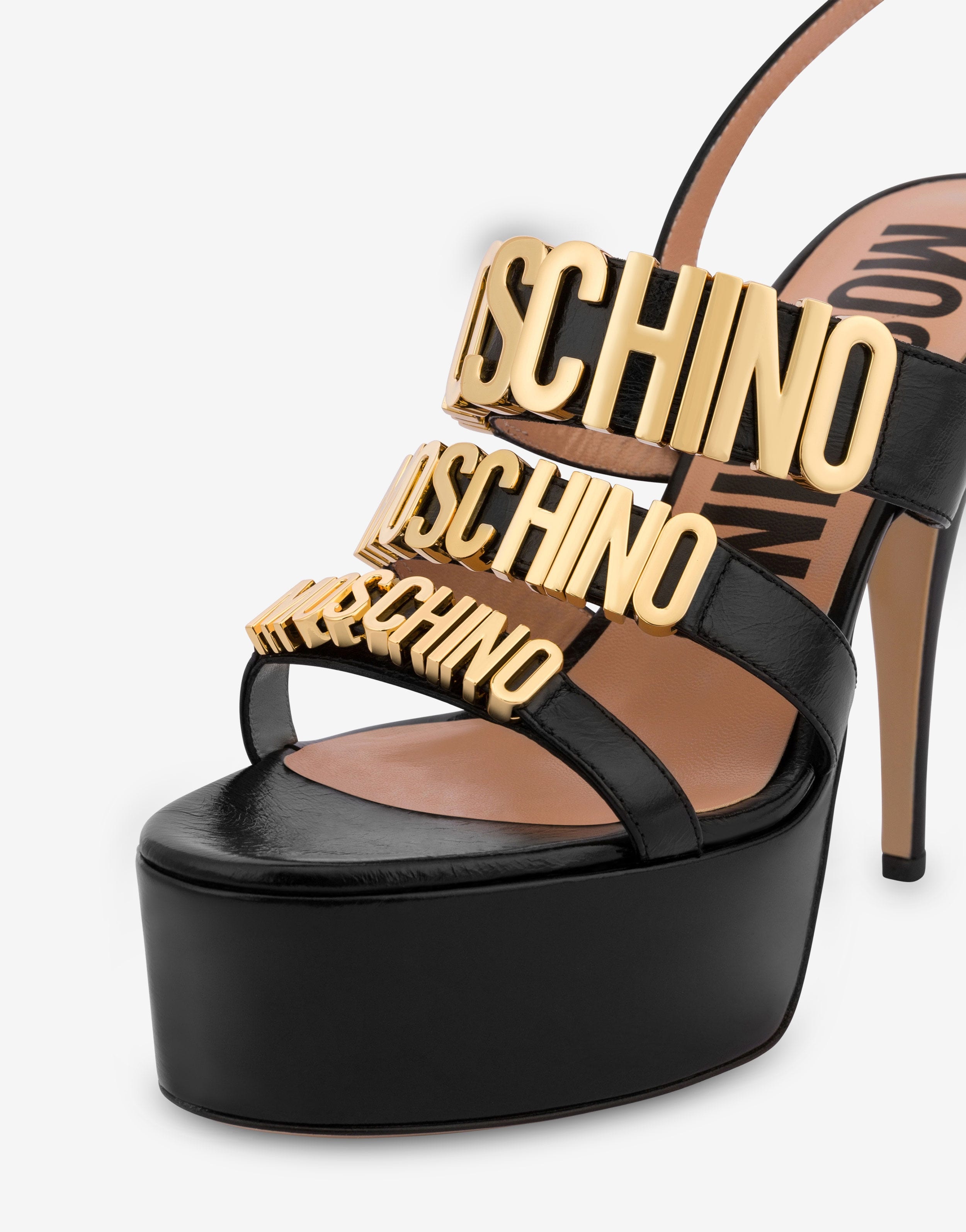 DEGRADÉ METAL LOGO HIGH-HEELED CALFSKIN SANDALS - 4