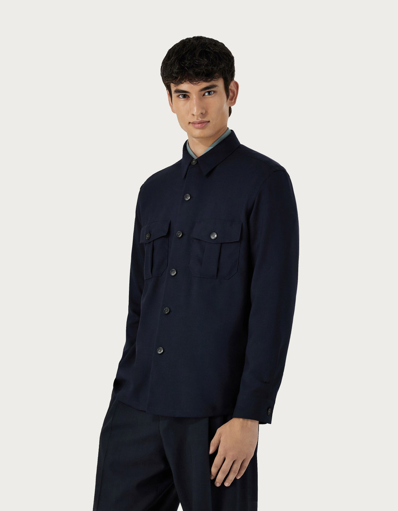 Canali CANALI NUVOLA TRAVEL SHIRT JACKET IN BLUE BLACK CASHMERE outlook
