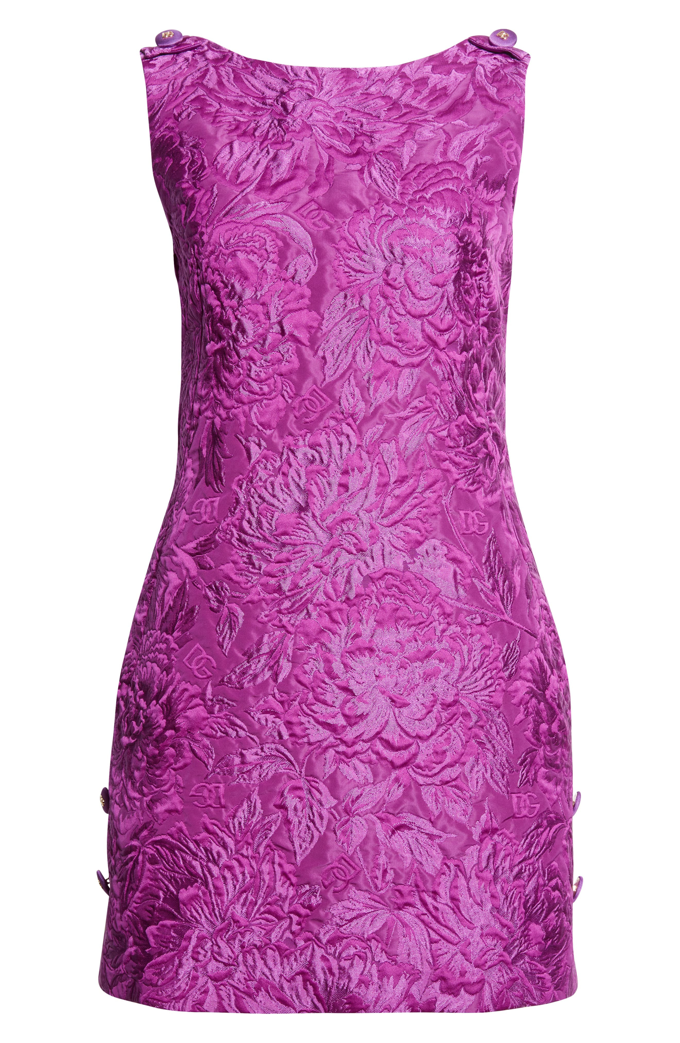 Dolce&Gabbana Sleeveless Peony Brocade Minidress in F0571 Viola at Nordstrom - 6