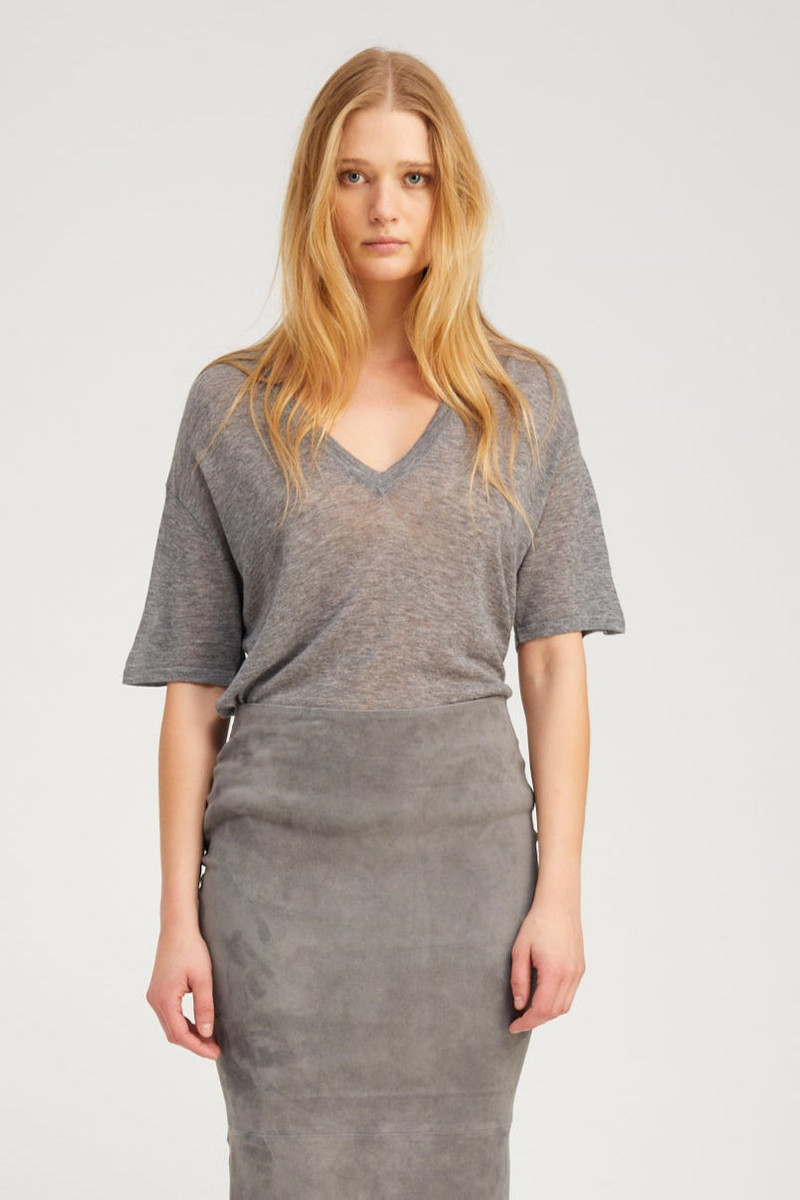 SPRWMN GREY TISSUE CASHMERE TEE outlook