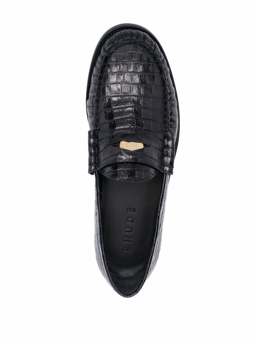 crocodile-effect leather loafers - 4