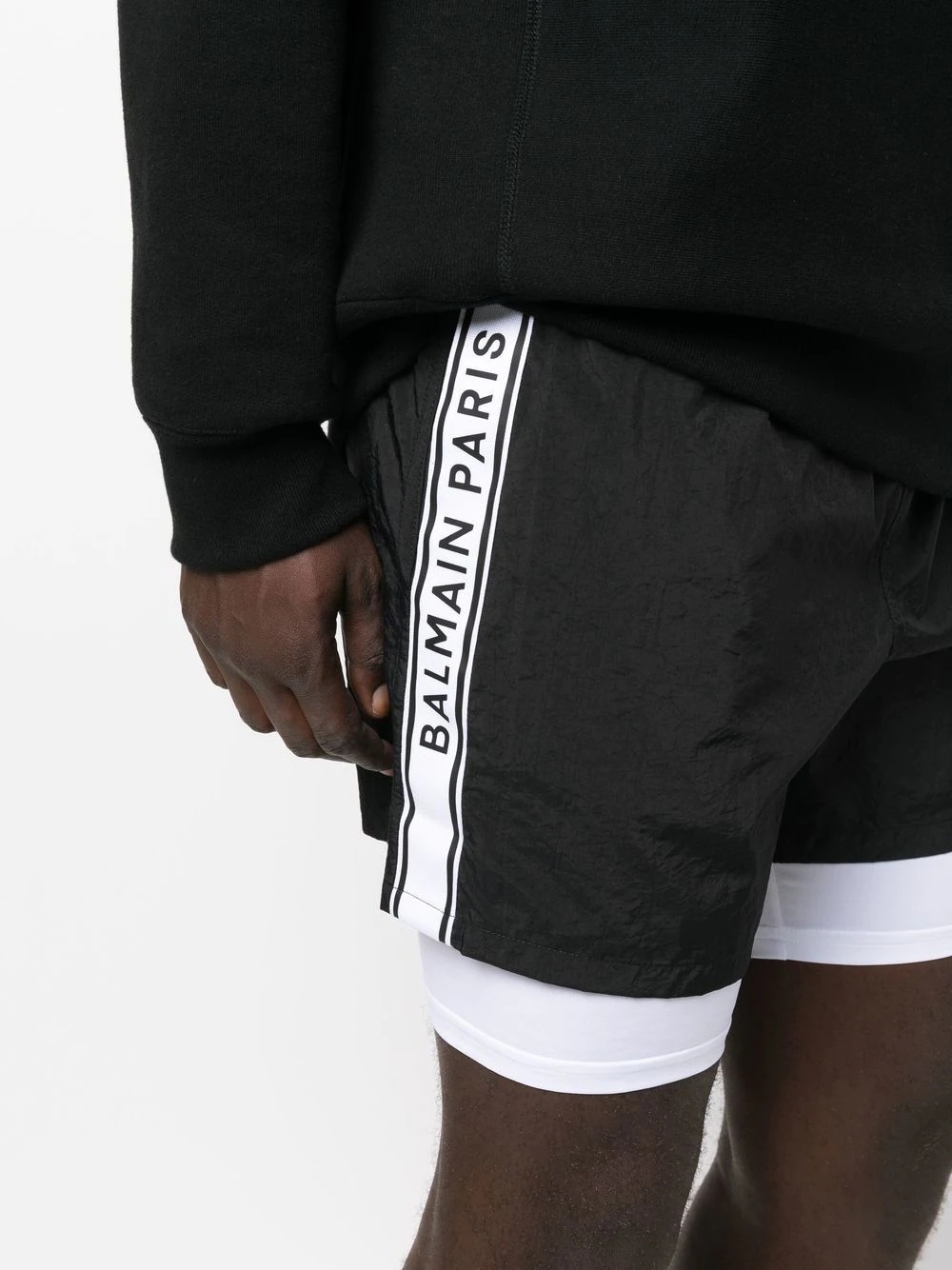 layered logo-tape shorts - 5