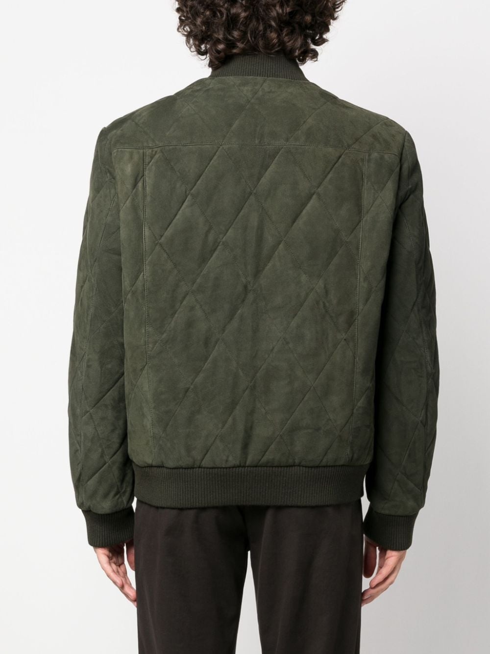 diamond-quilted suede bomber jacket - 4