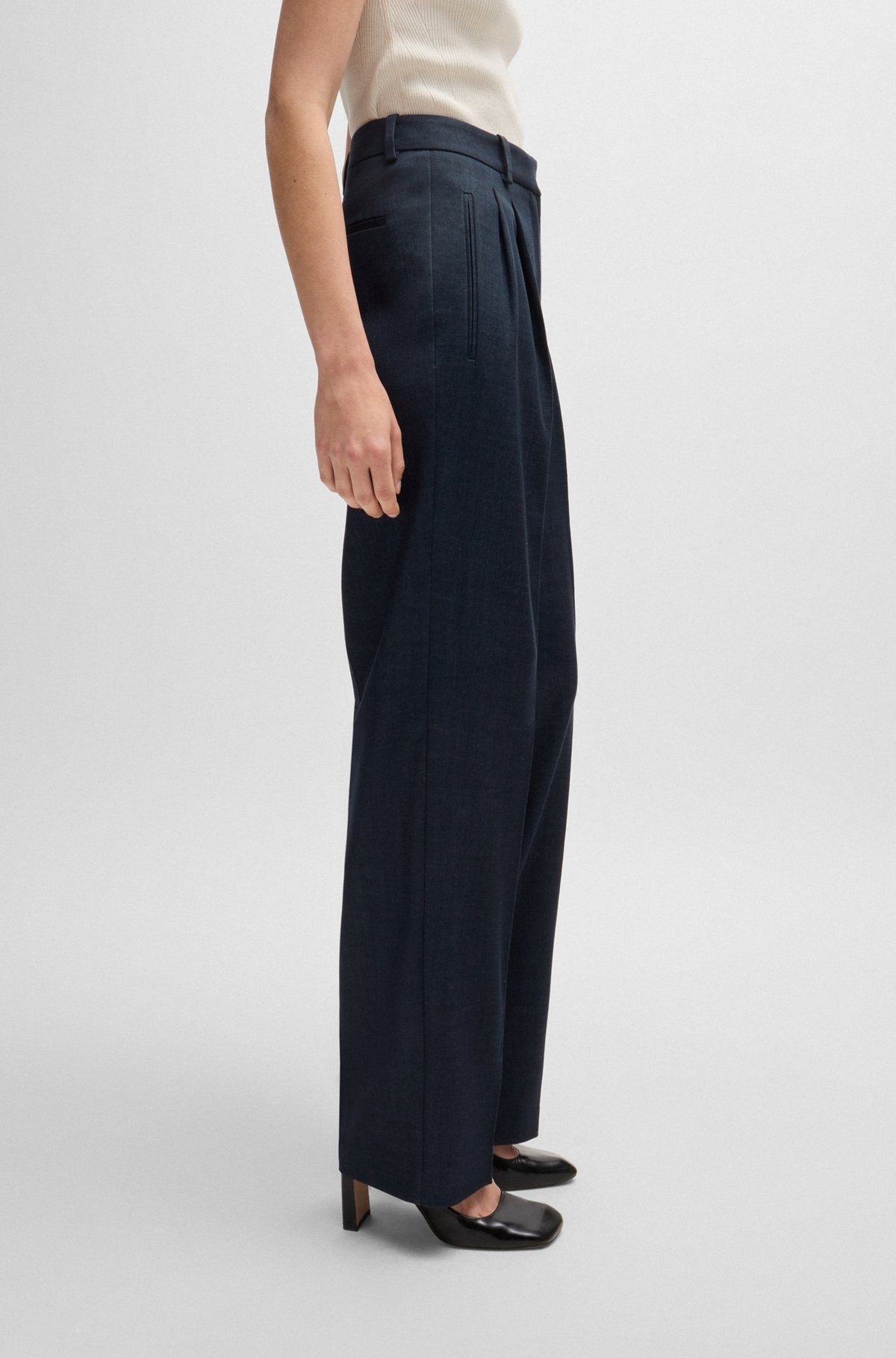 REGULAR-FIT TROUSERS IN DENIM-EFFECT TWILL - 5
