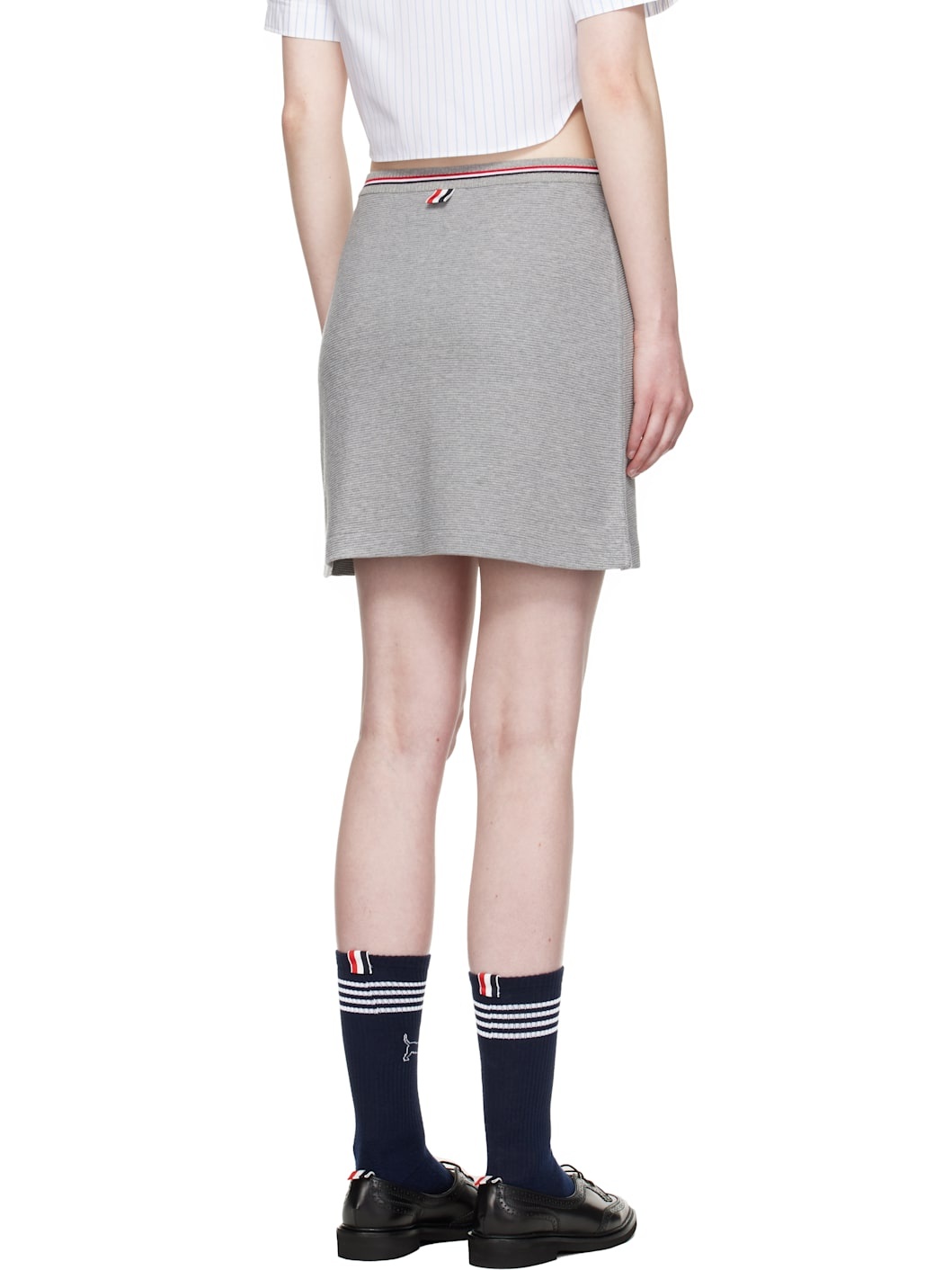 Gray Cotton Waffle Miniskirt - 3