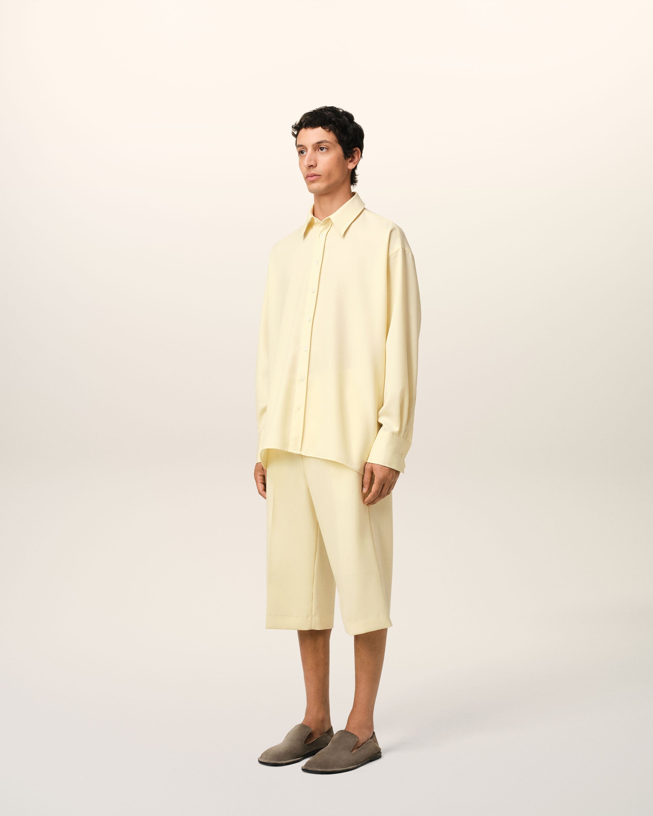 YELLOW WOOL BACK SLIT LOOSE SHIRT - 6