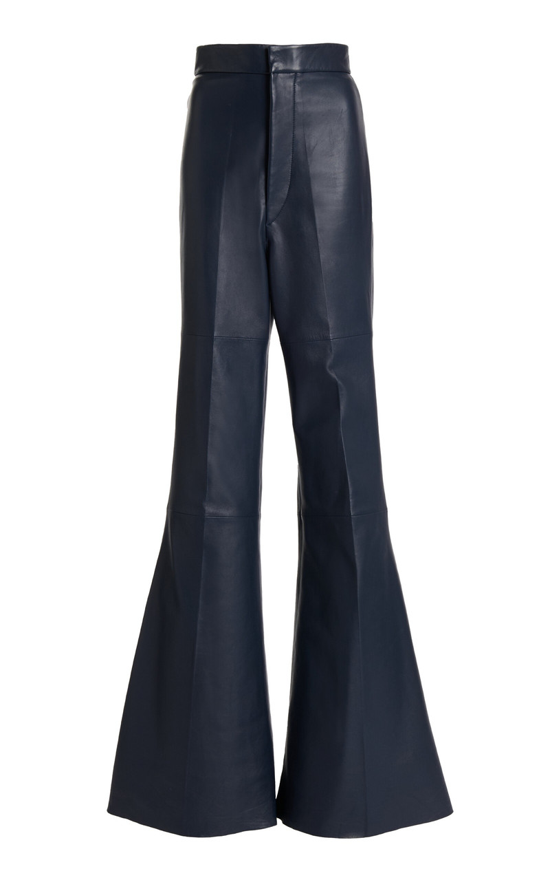 Lamb Leather High-Waisted Flared Pants black 1