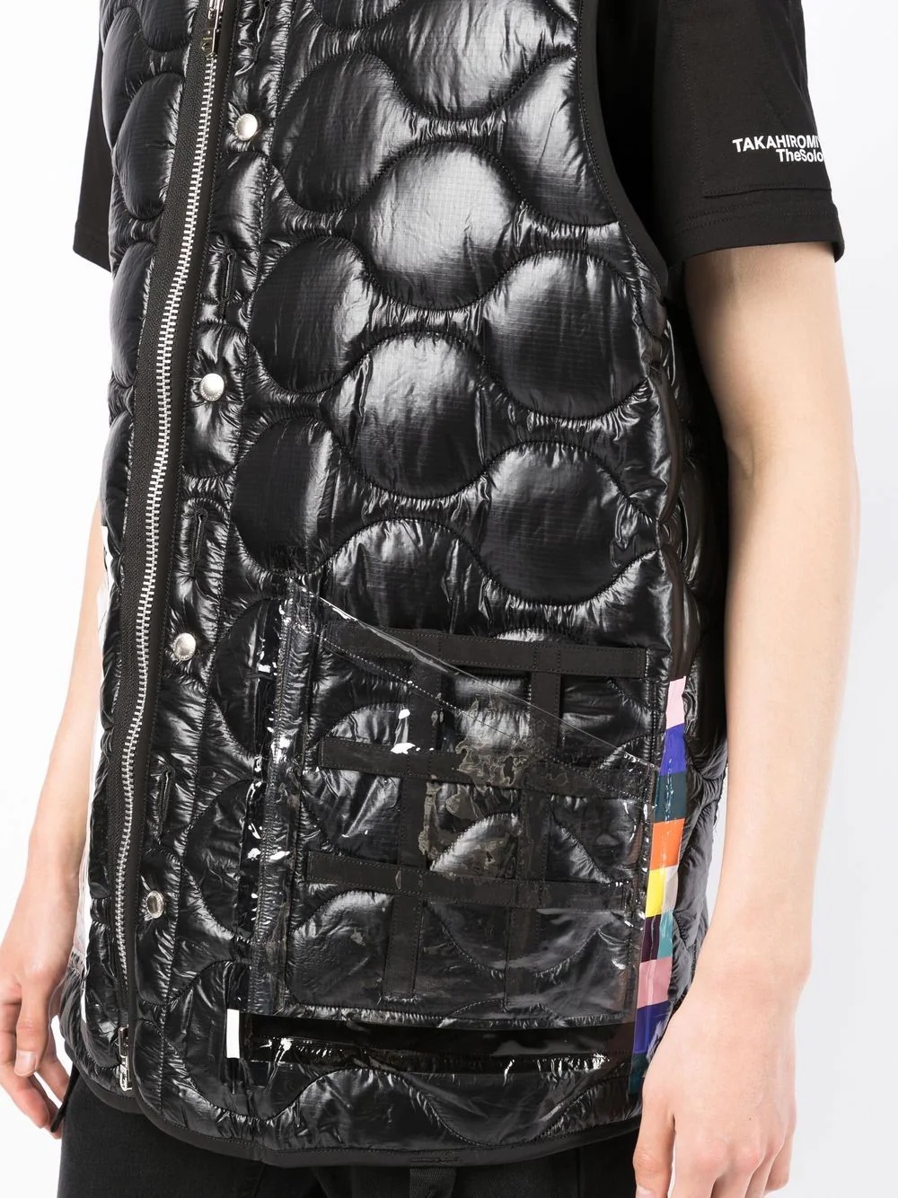 quilted transparent pocket gilet - 5