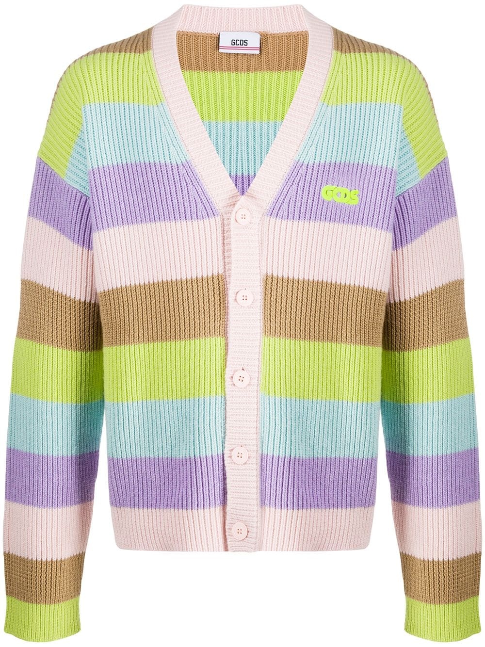 ribbed knit striped cardigan - 1