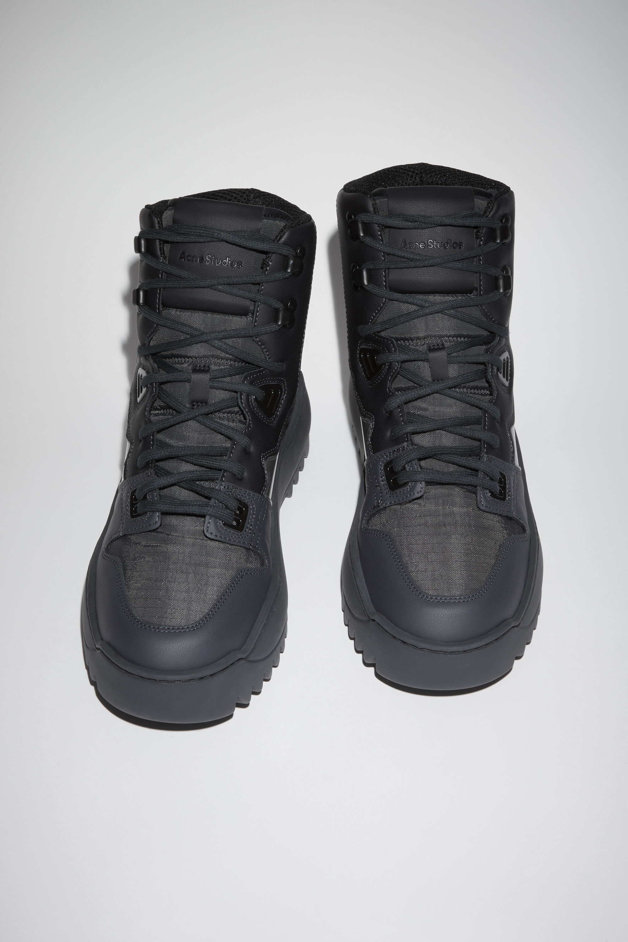 Leather lace-up ankle sneakers - Multi anthracite - 3