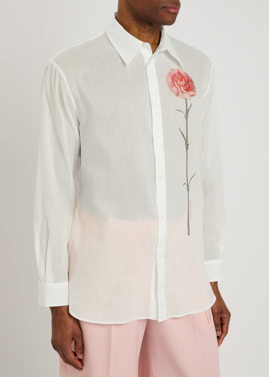 Simone Rocha Floral Printed Ramie-blend Shirt - 2