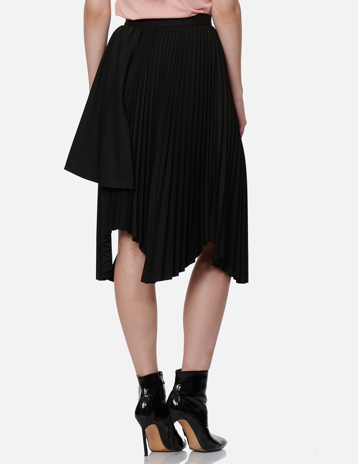 JAPANESE-PATTERN SEAGULL PLEATED ASYMMETRIC SKIRT - 8