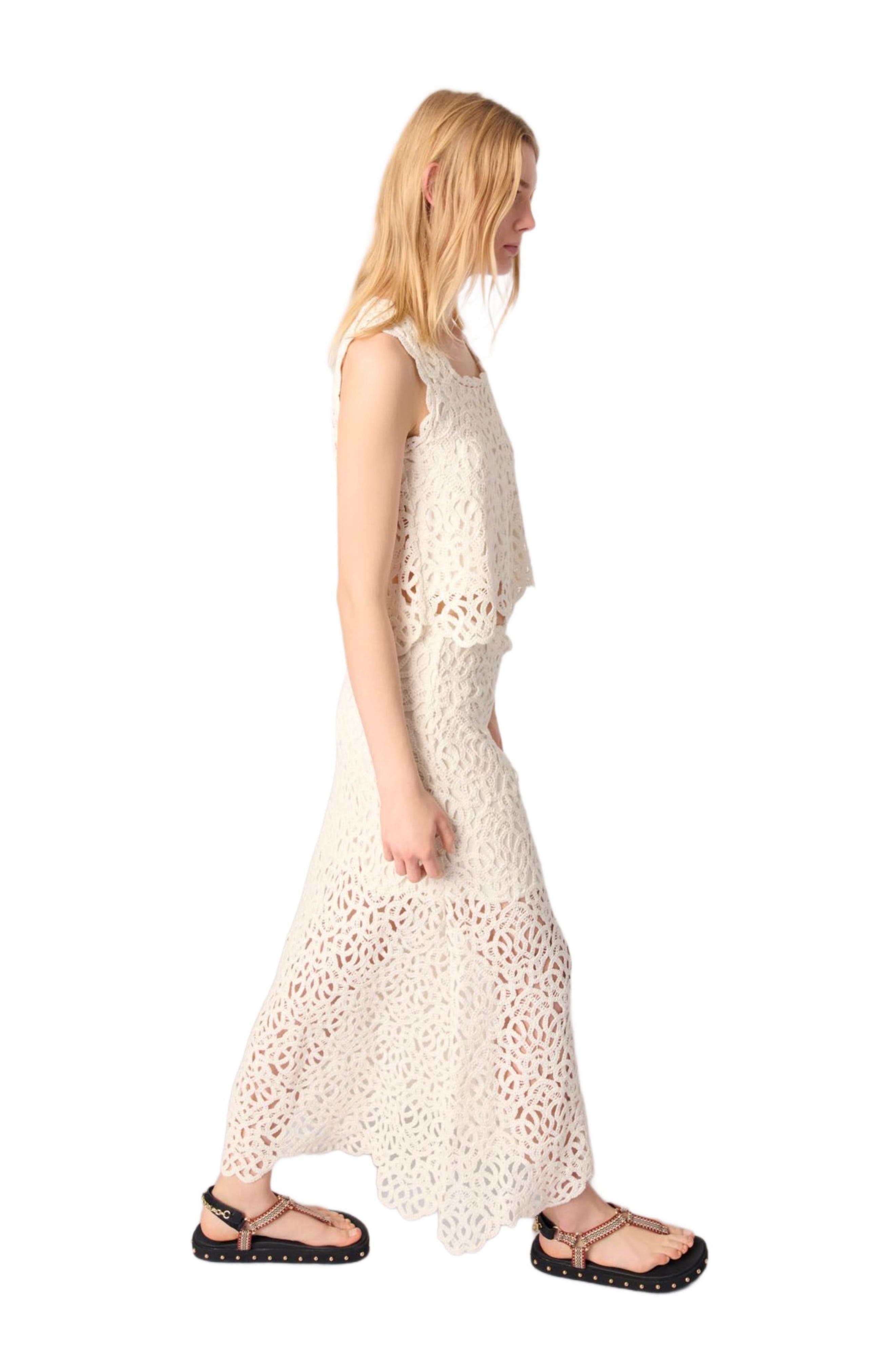 maje Long crochet skirt in Ecru at Nordstrom - 7